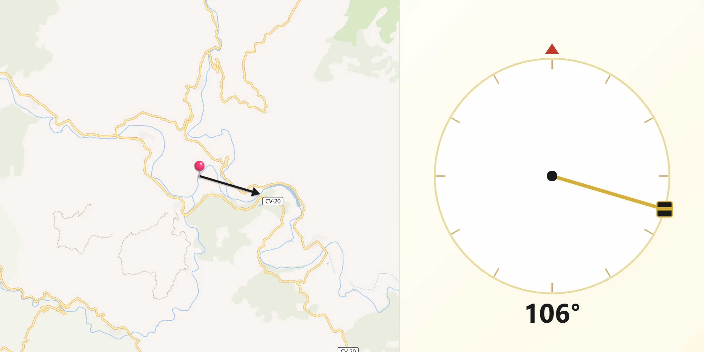 Dirección de la Qibla desde Espadilla