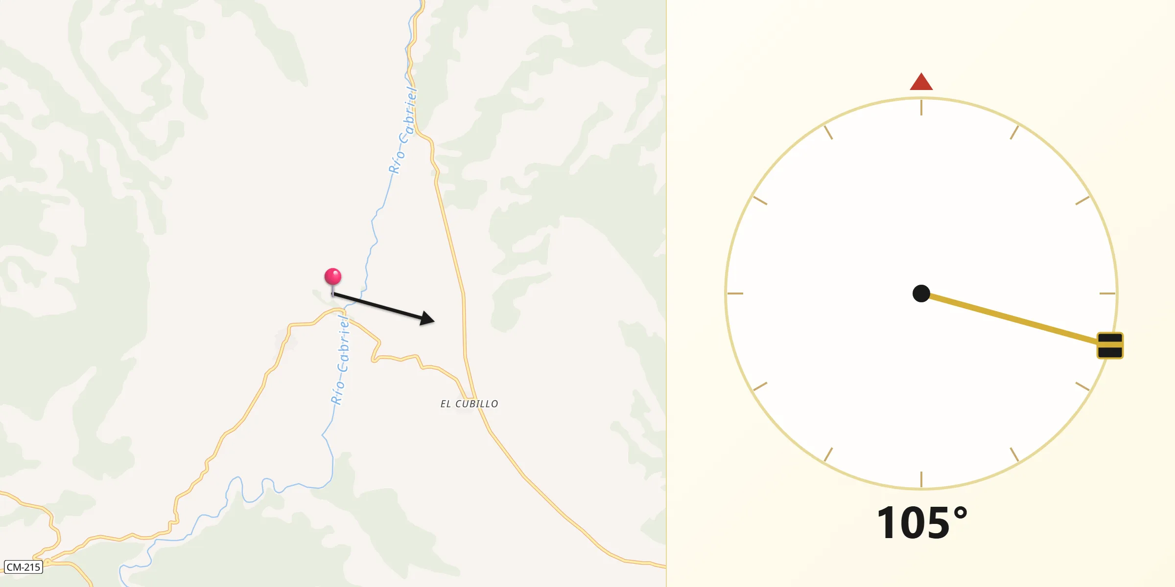Dirección de la Qibla desde Alcalá de la Vega