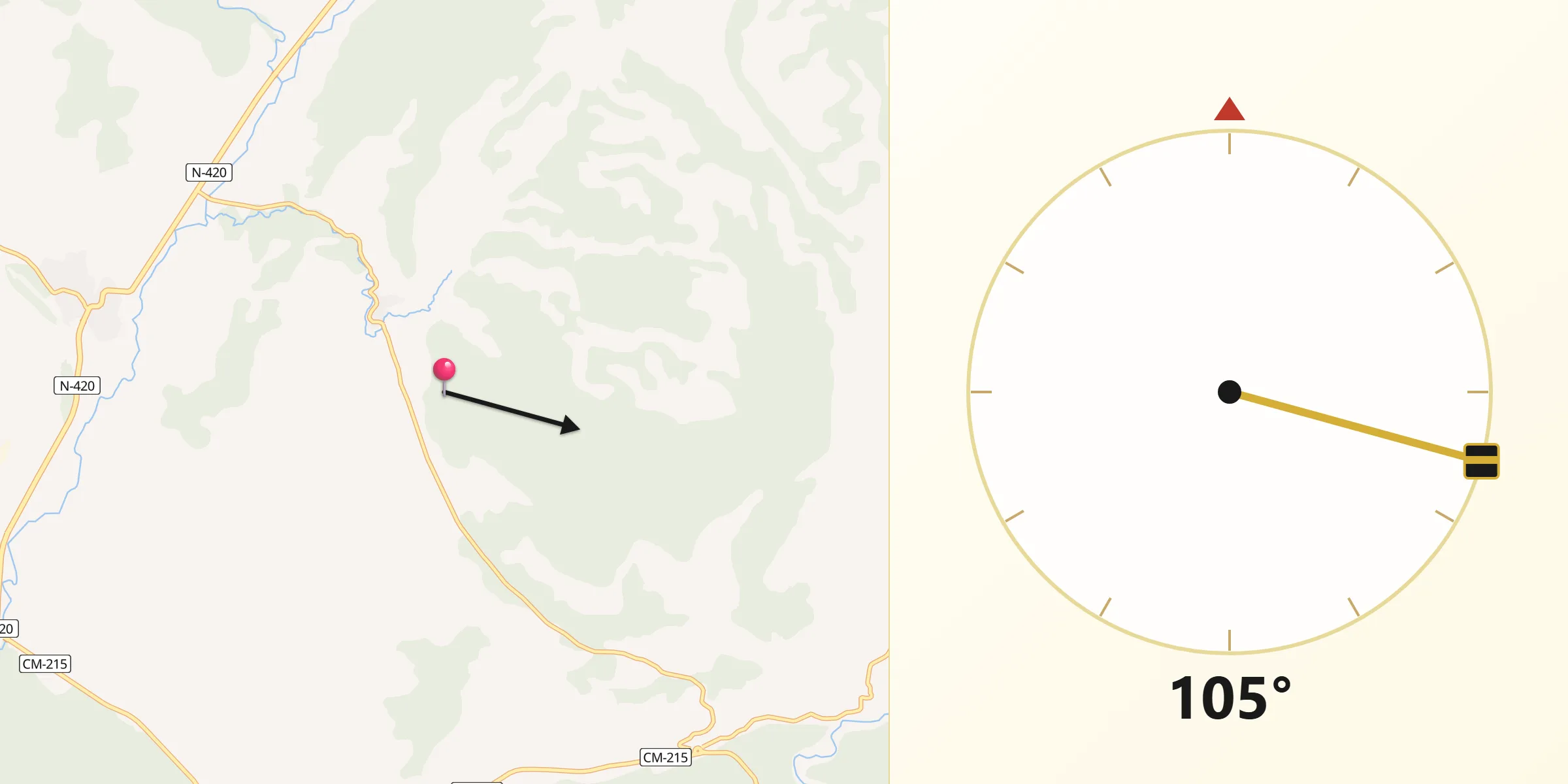 Dirección de la Qibla desde Huérguina