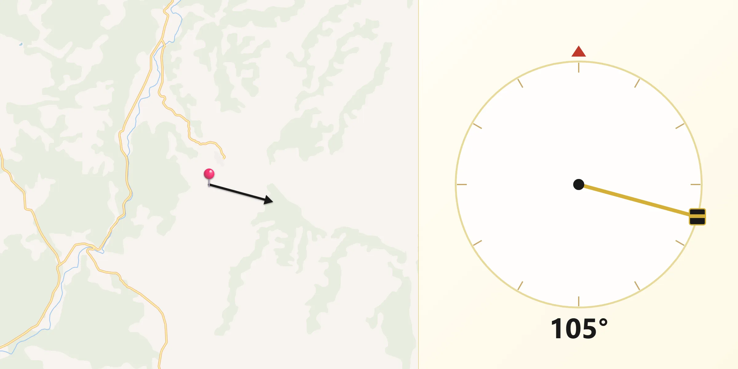 Dirección de la Qibla desde Valdemorillo de la Sierra