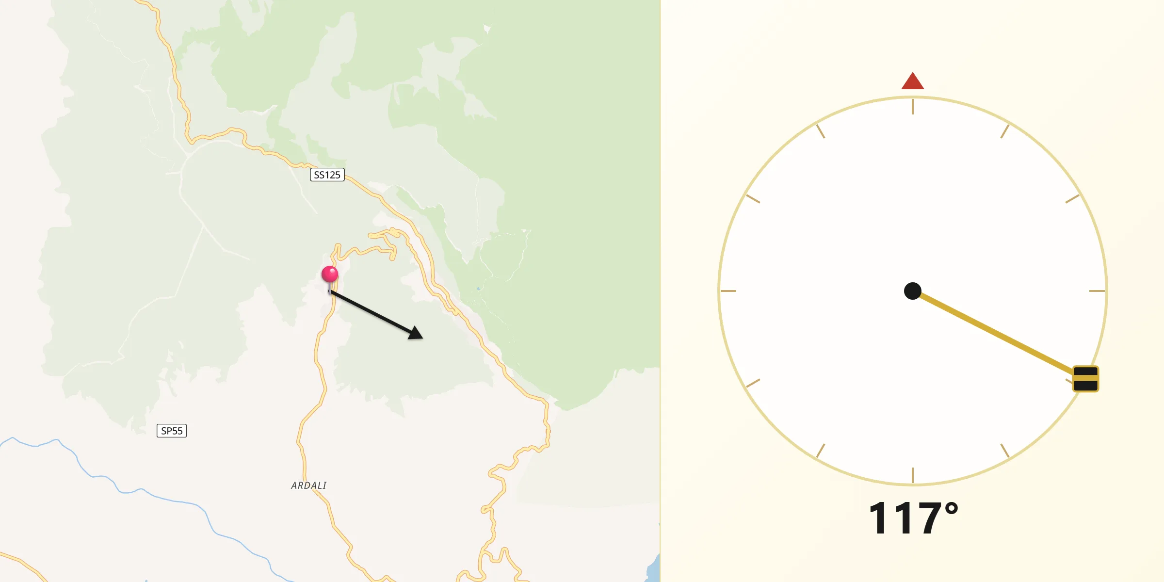 Direzione della Qibla da Triei