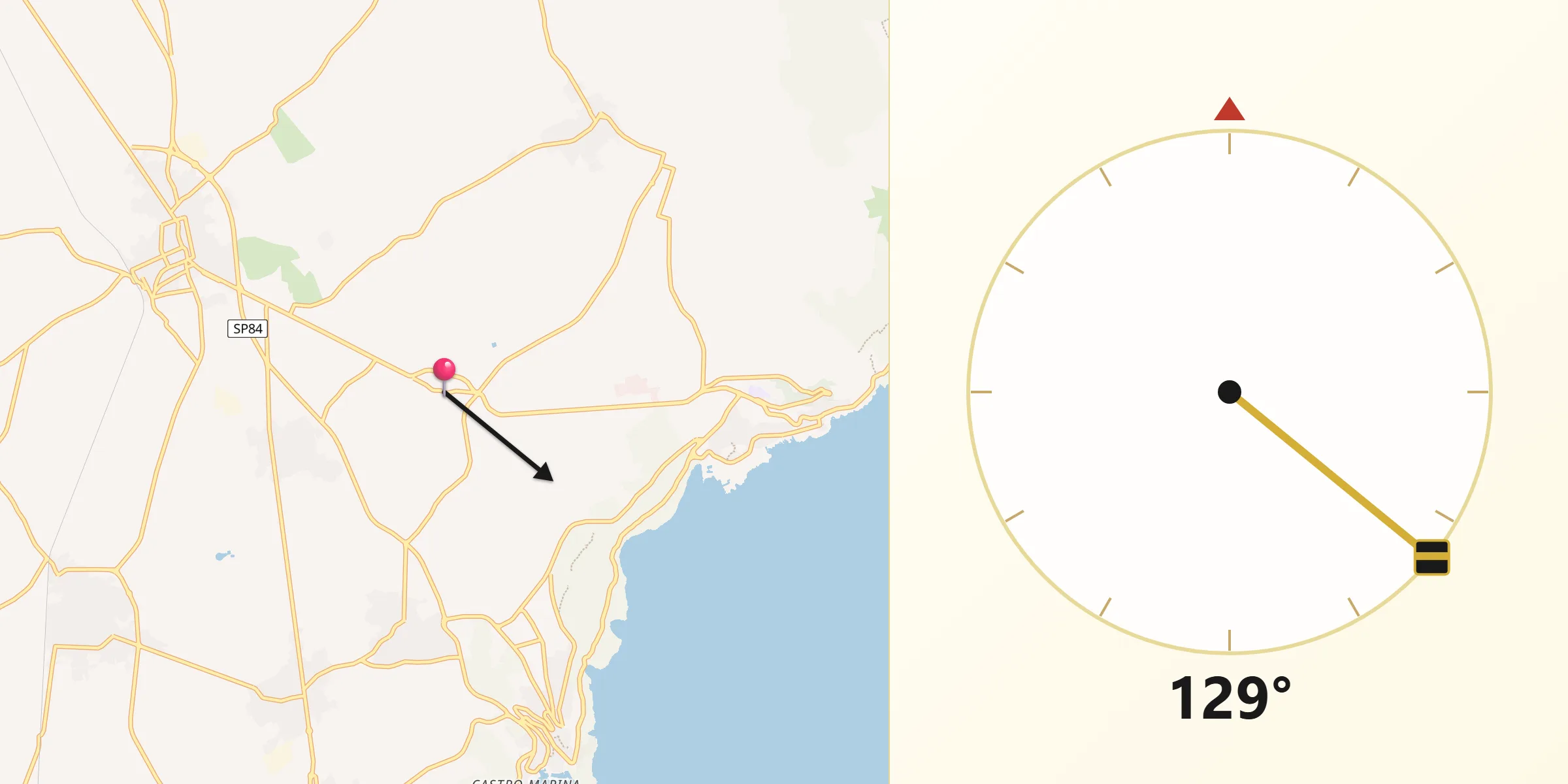 Direzione della Qibla da Vitigliano