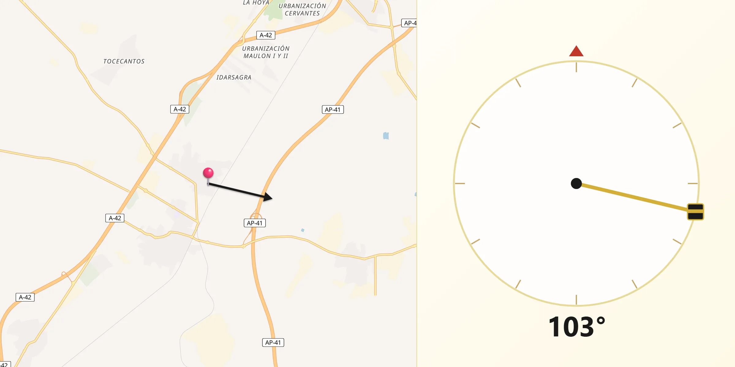 Dirección de la Qibla desde Yuncler