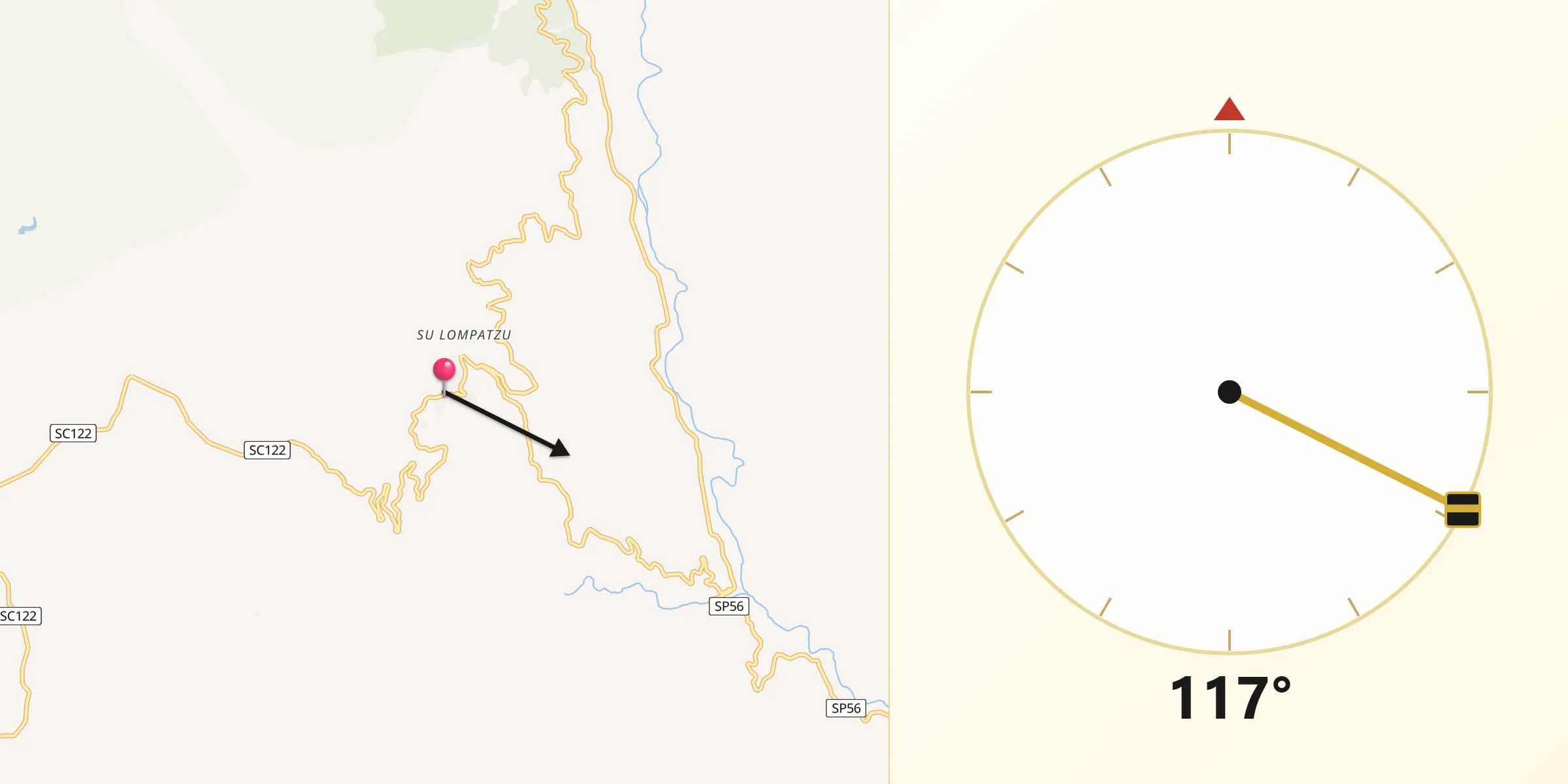 Direzione della Qibla da Talana