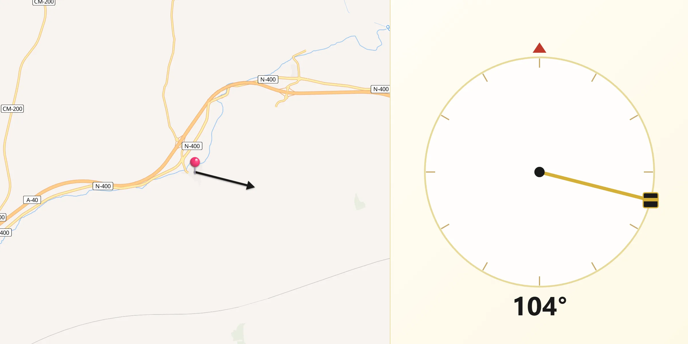 Dirección de la Qibla desde Huelves