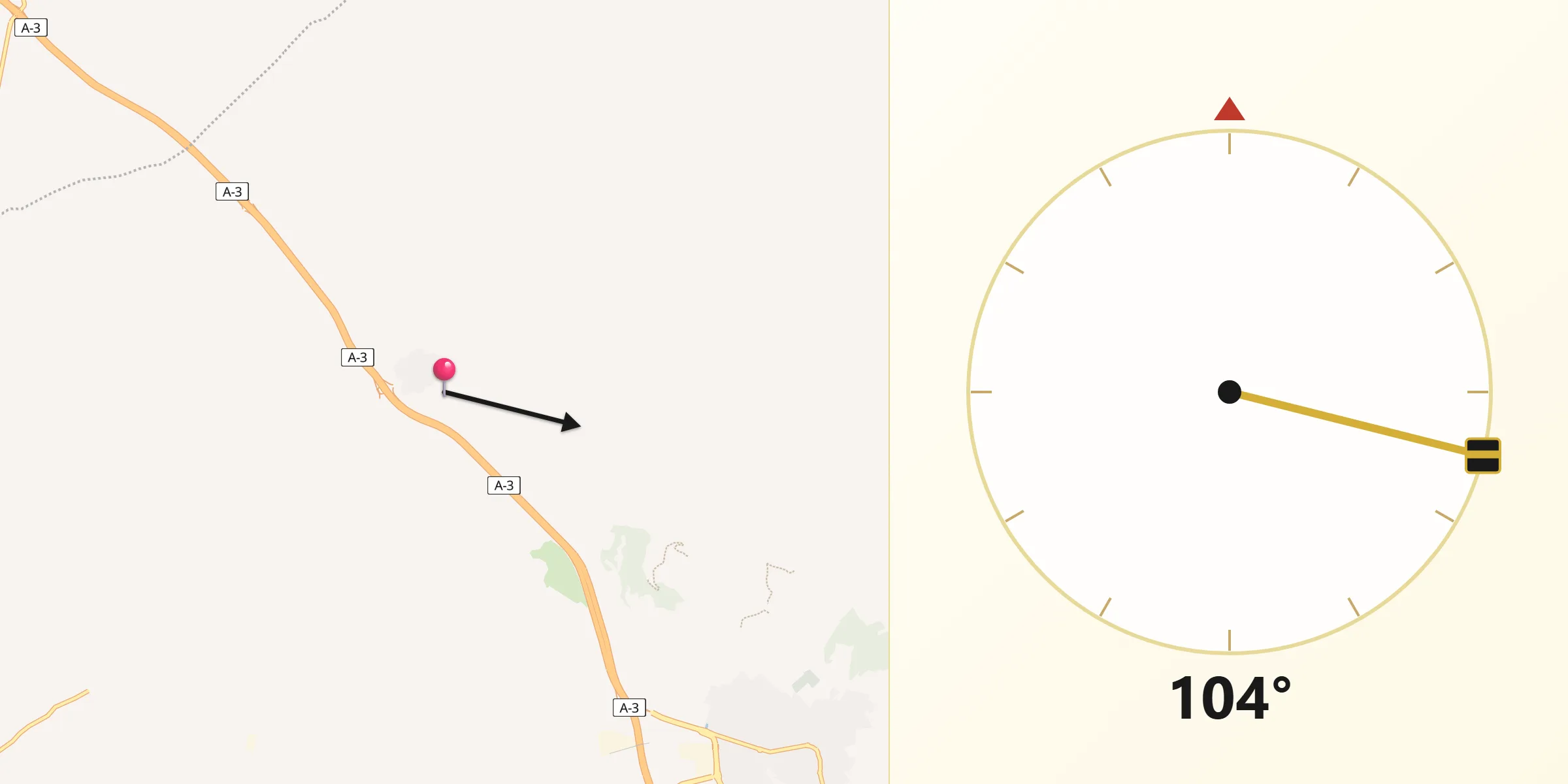 Dirección de la Qibla desde Belinchón