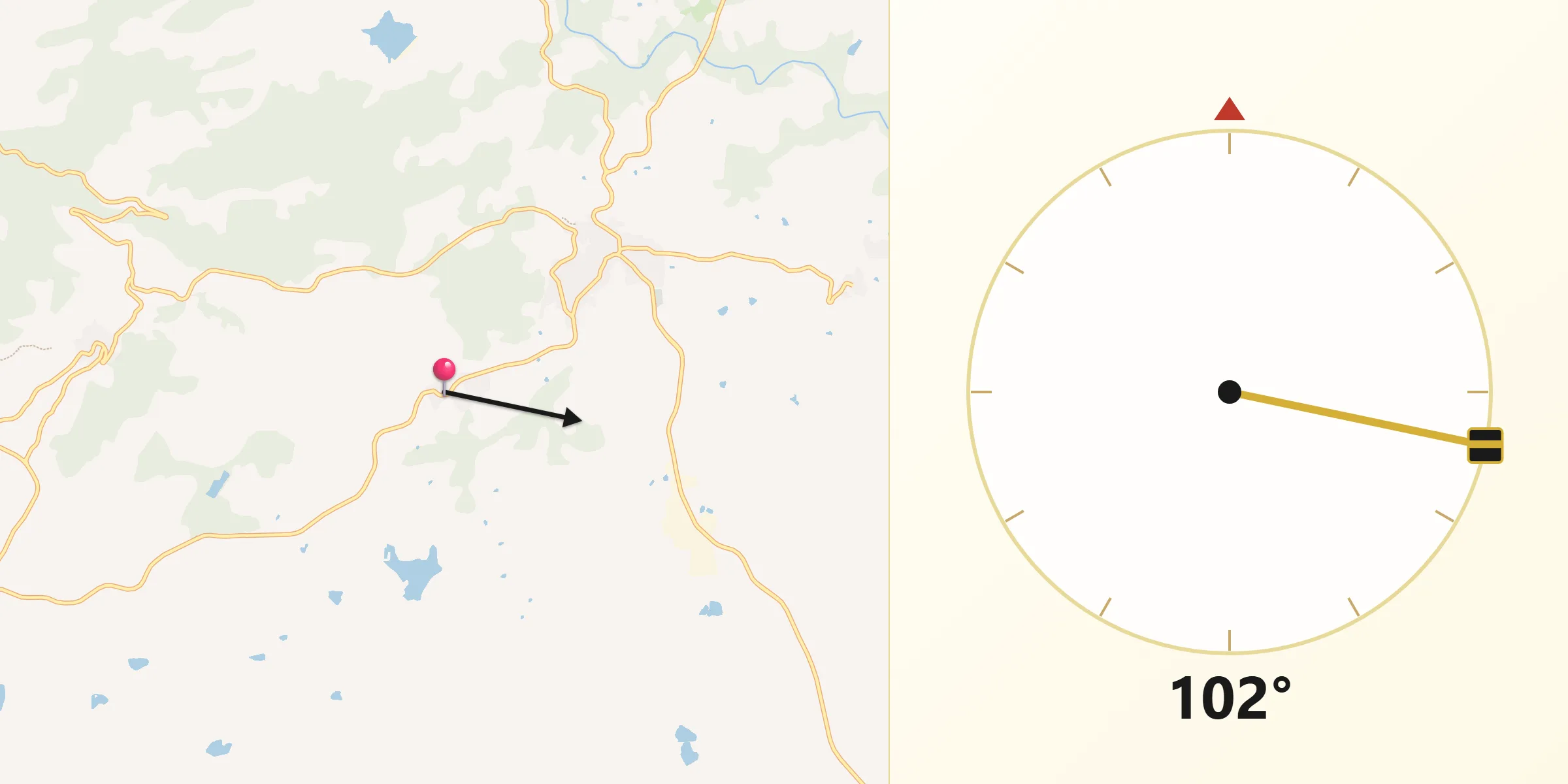 Dirección de la Qibla desde Torremenga