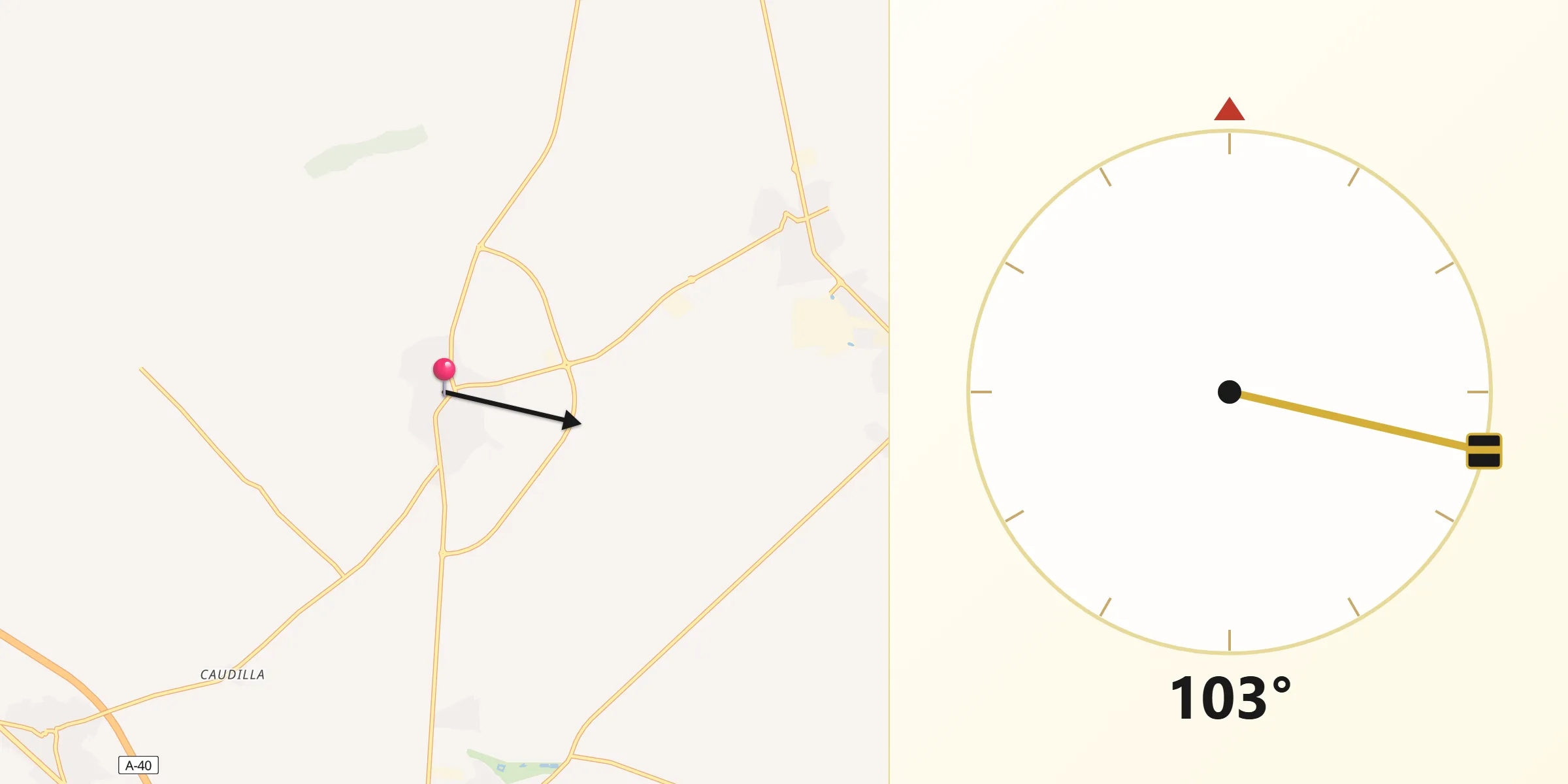Dirección de la Qibla desde Novés