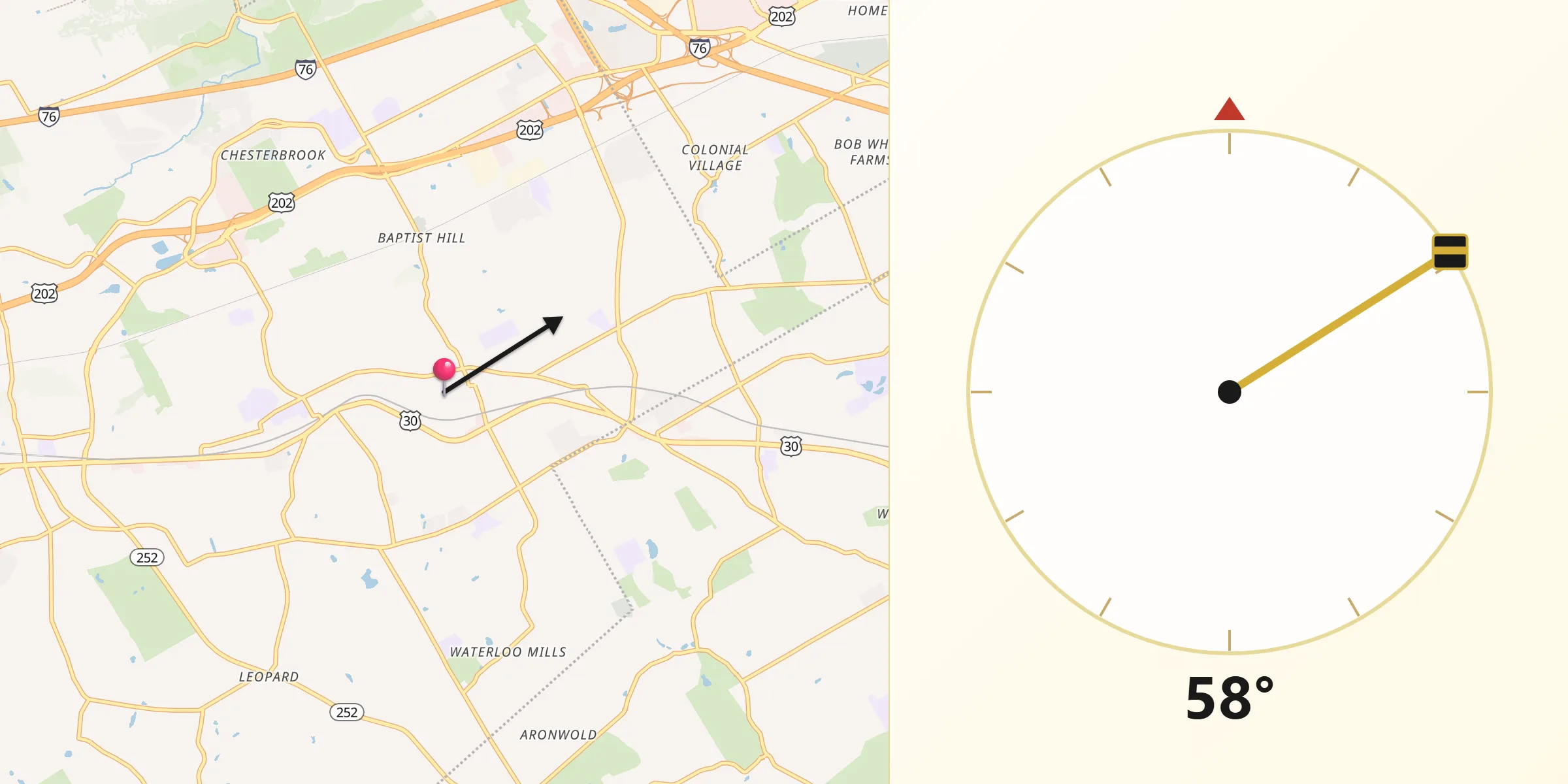 Qibla Direction from Devon