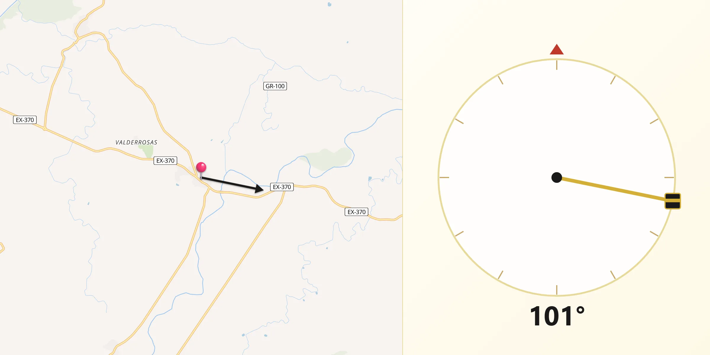 Dirección de la Qibla desde Carcaboso