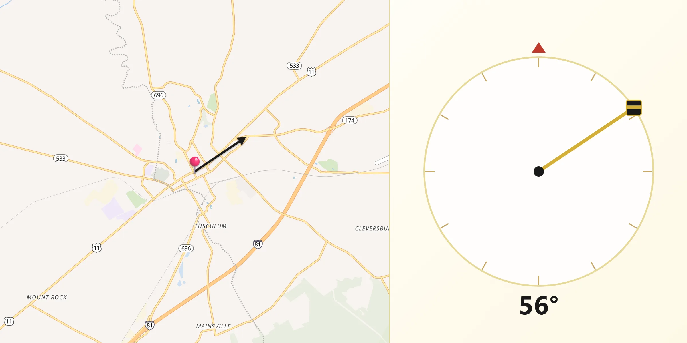 Qibla Direction from Shippensburg