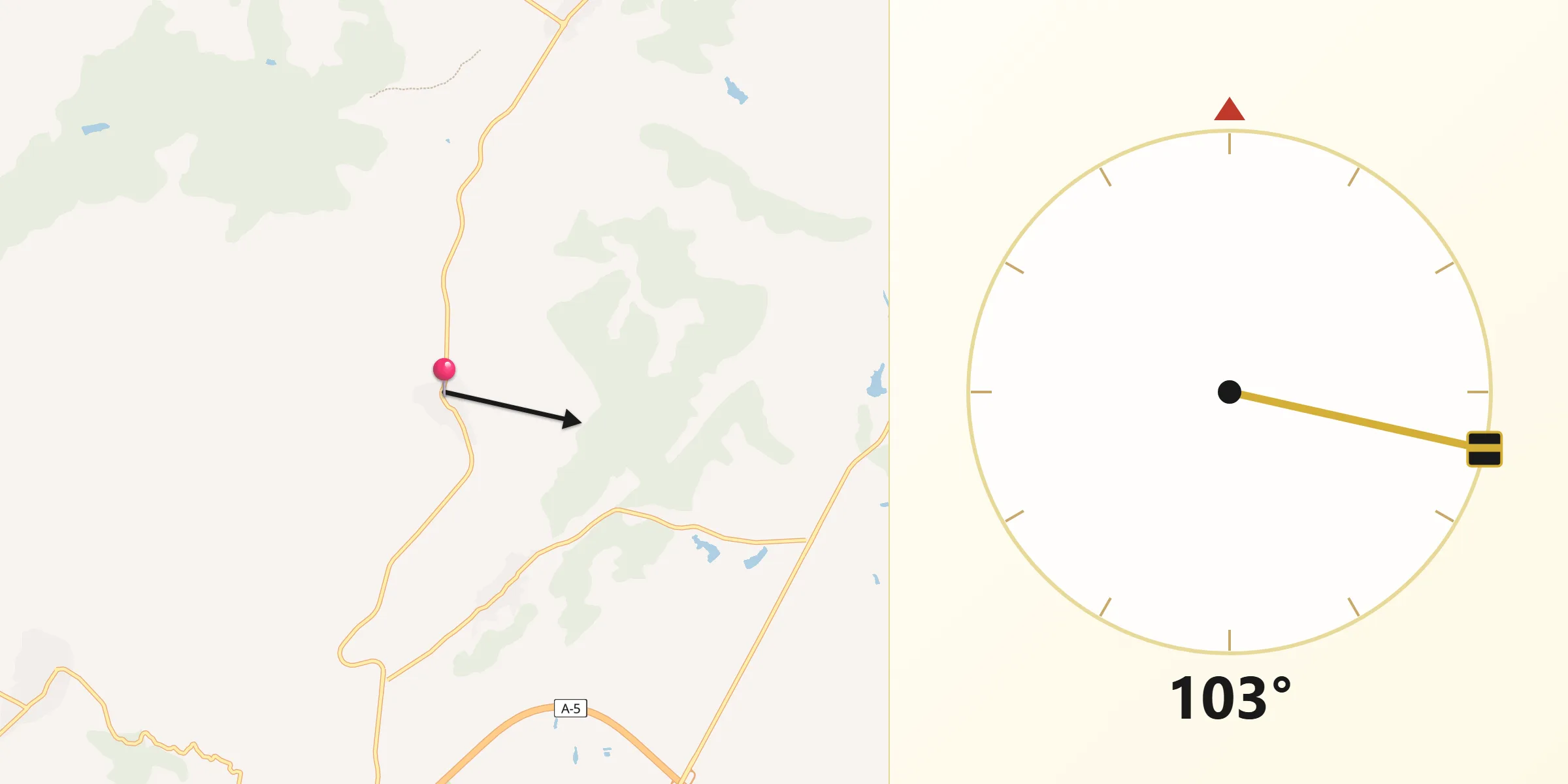 Dirección de la Qibla desde Cervera de los Montes