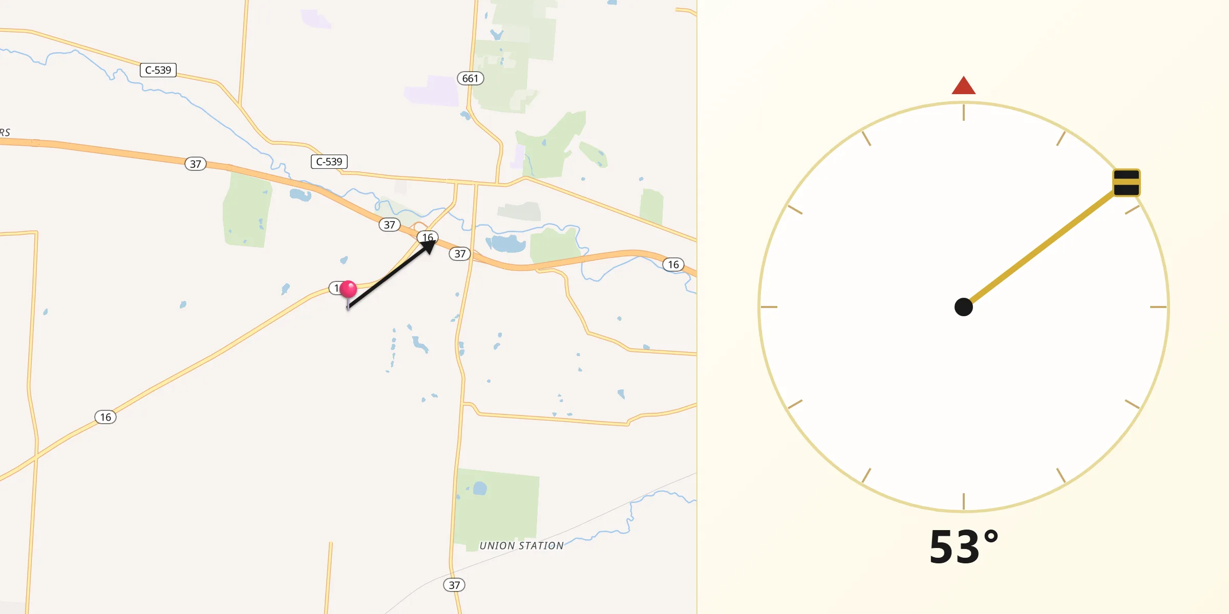 Qibla Direction from Granville South