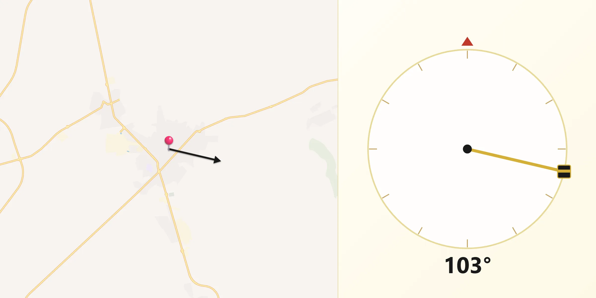 Dirección de la Qibla desde Fuensalida