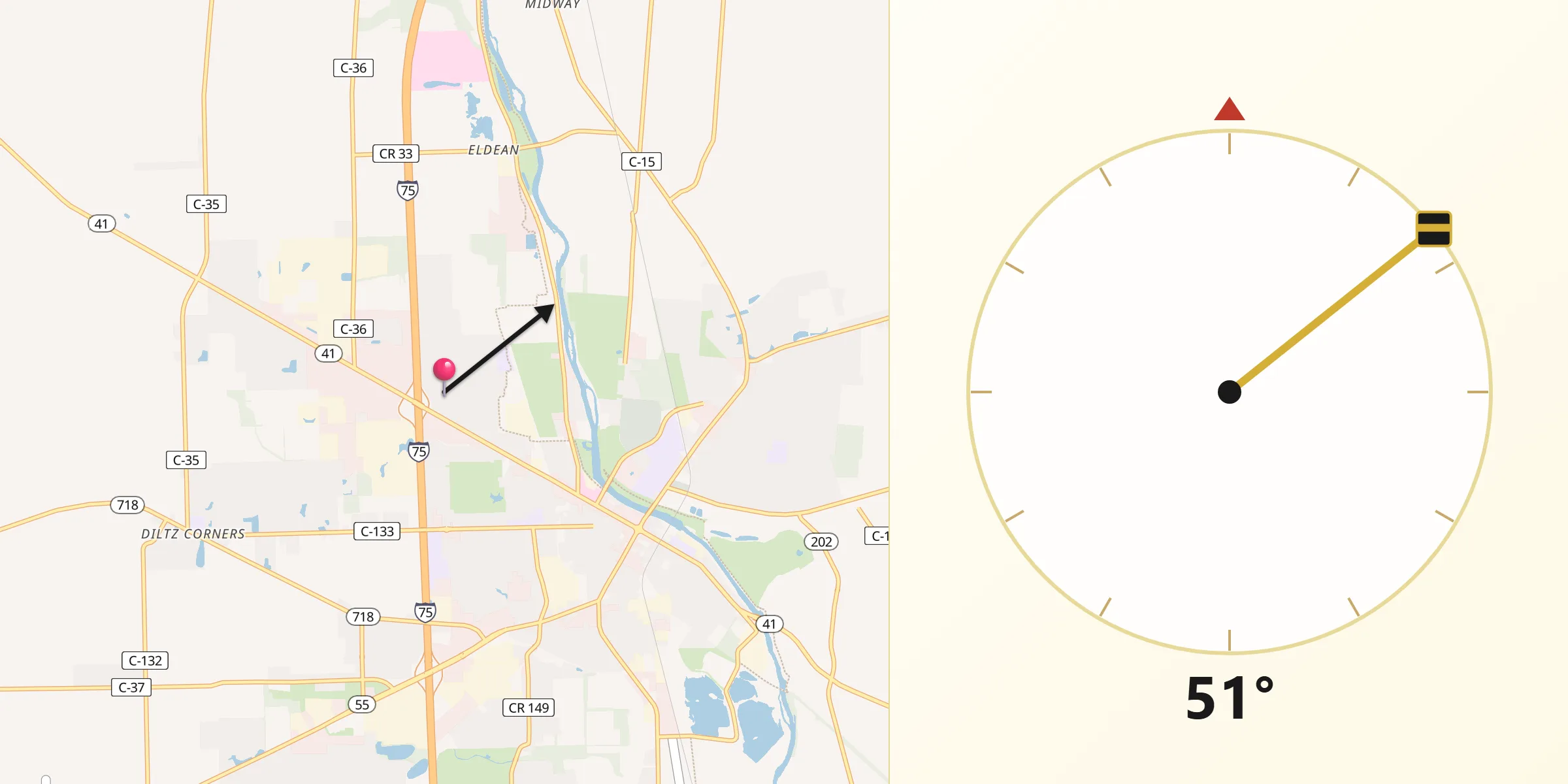 Dirección de la Qibla desde Miami