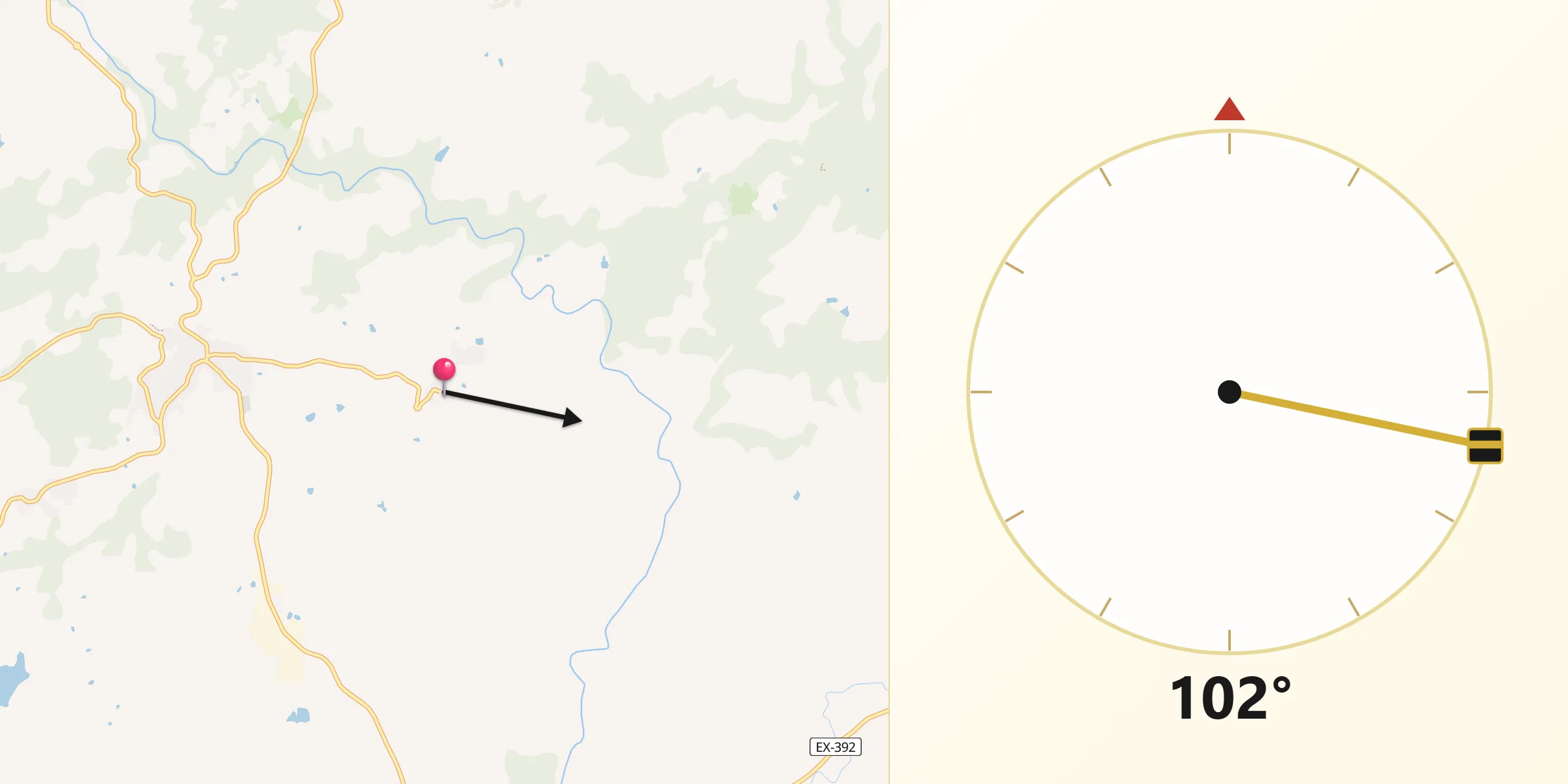 Dirección de la Qibla desde Collado