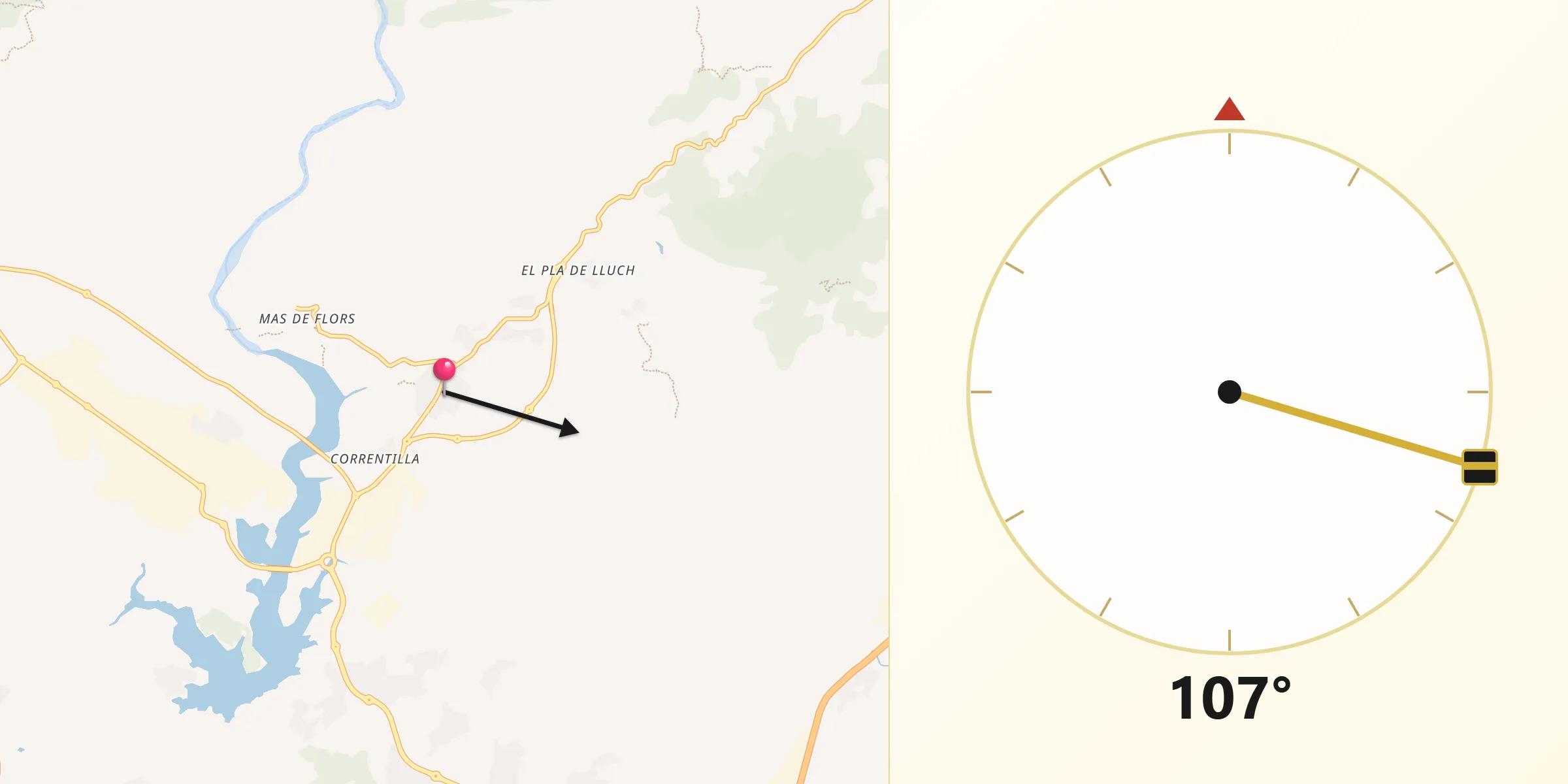 Dirección de la Qibla desde San Juan de Moró