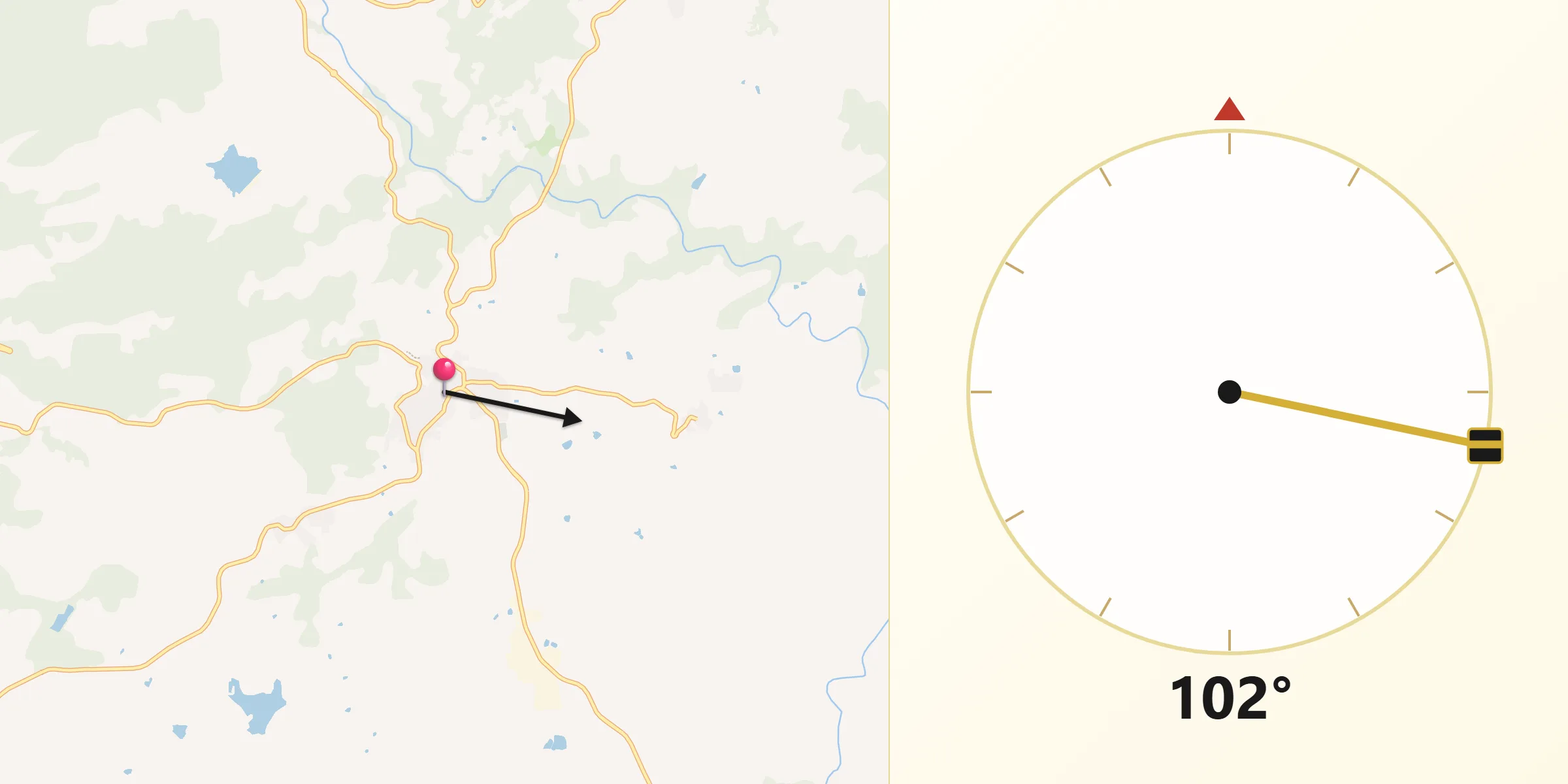 Dirección de la Qibla desde Jaraíz de la Vera