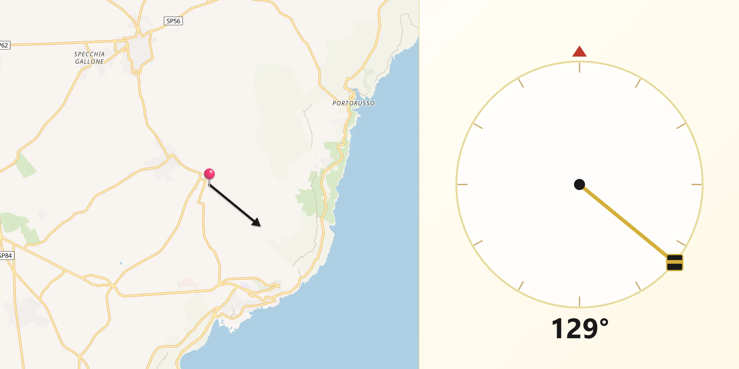 Direzione della Qibla da Cerfignano