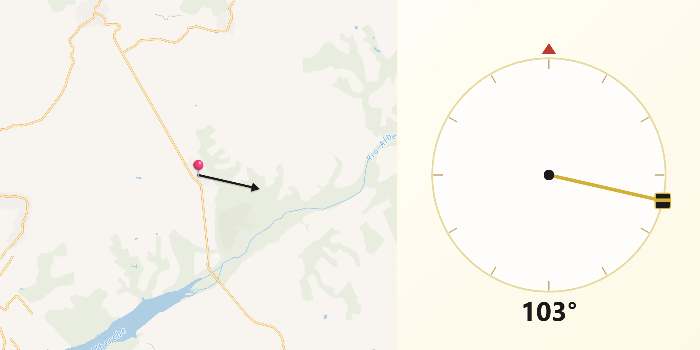 Dirección de la Qibla desde Cardiel de los Montes