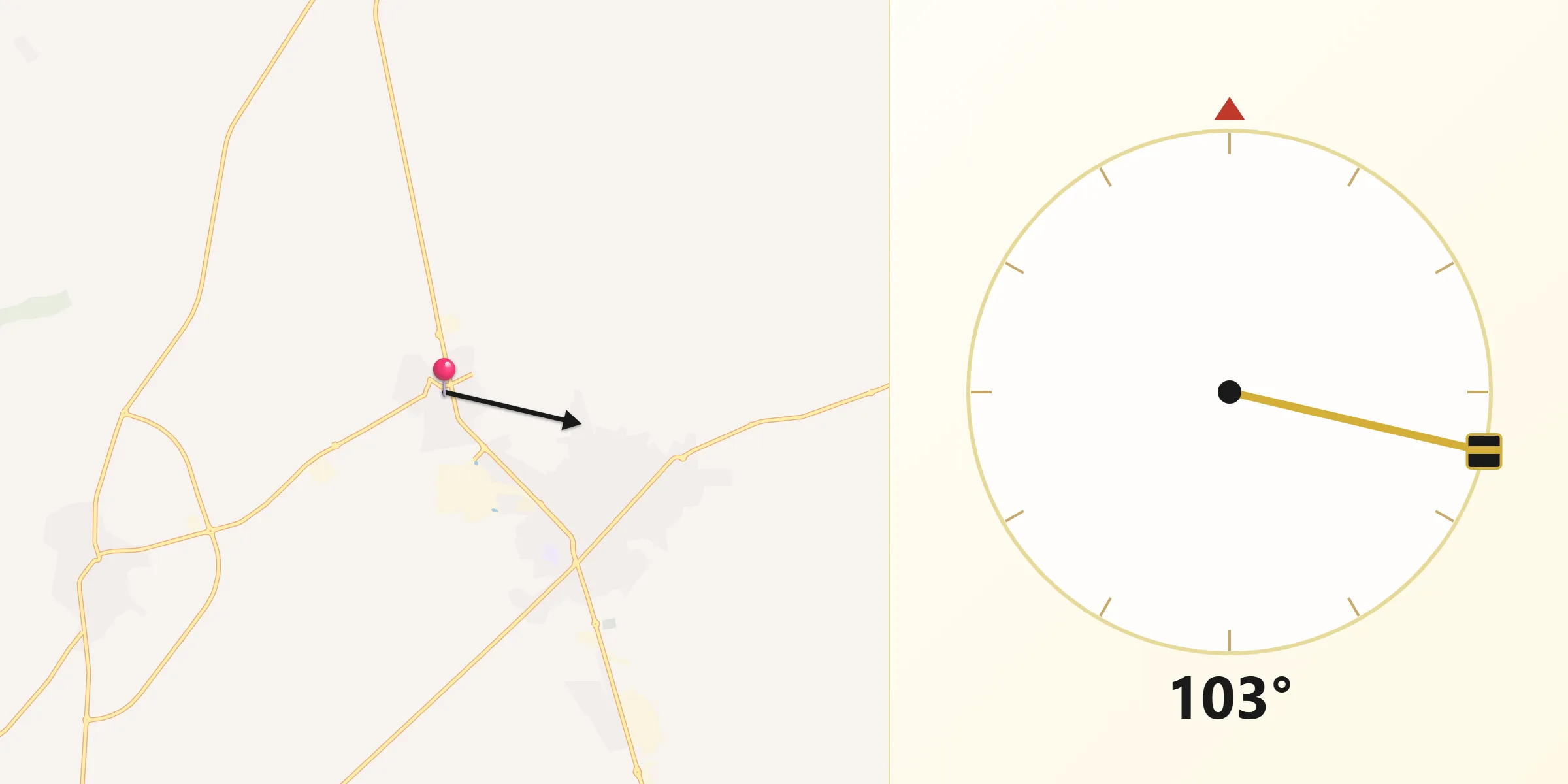 Dirección de la Qibla desde Portillo de Toledo