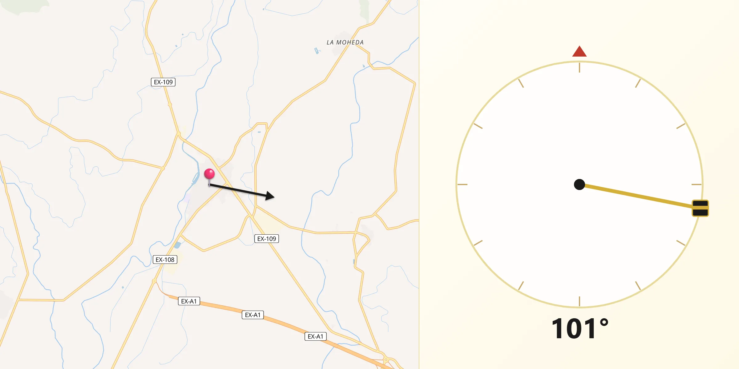 Dirección de la Qibla desde Moraleja