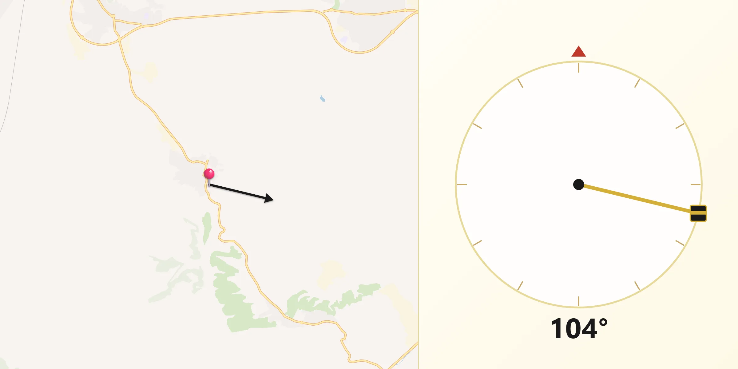 Dirección de la Qibla desde Borox