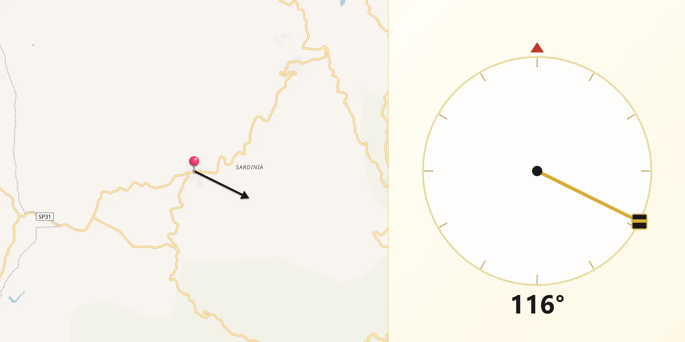Direzione della Qibla da Austis