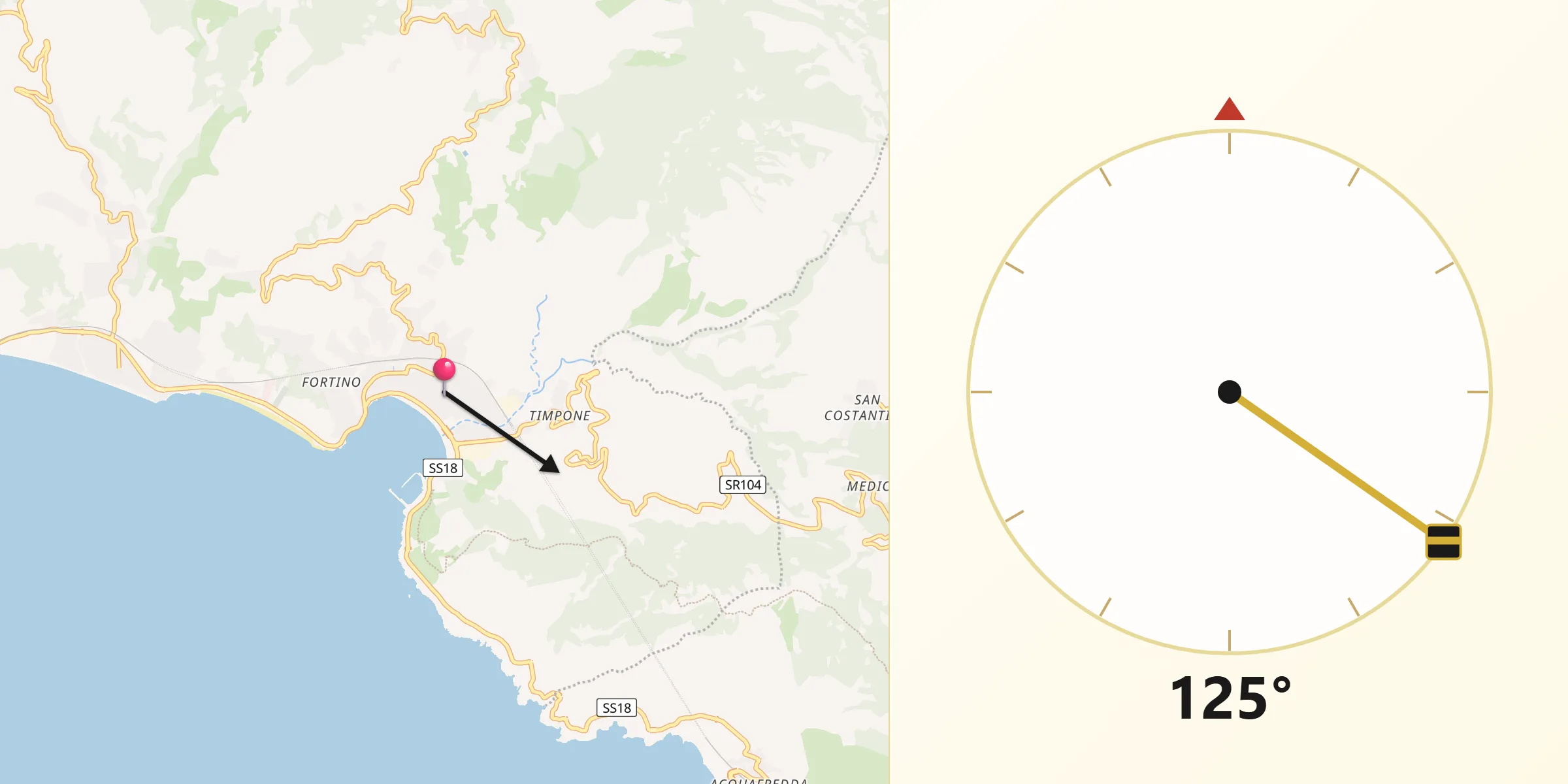 Direzione della Qibla da Sapri