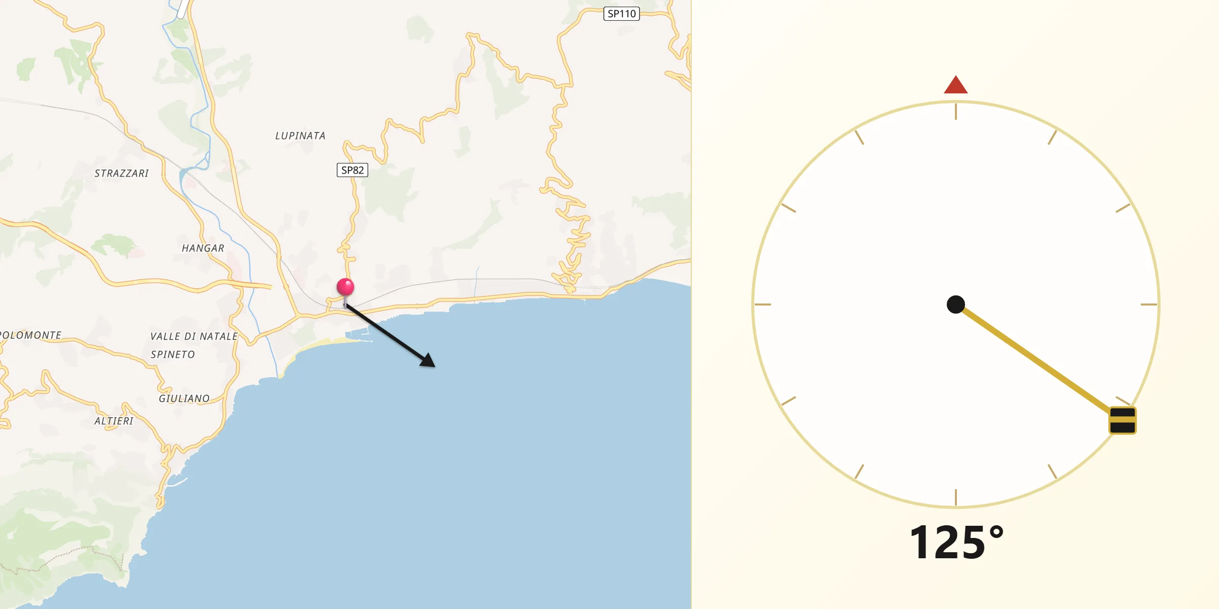Direzione della Qibla da Policastro Bussentino