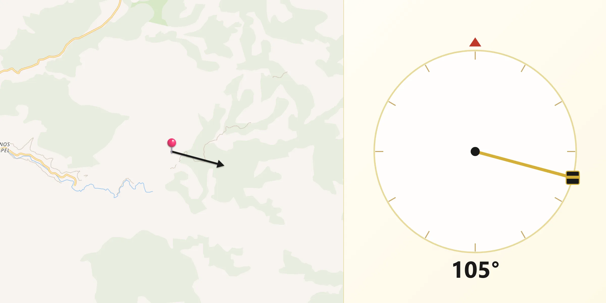 Dirección de la Qibla desde Palomera
