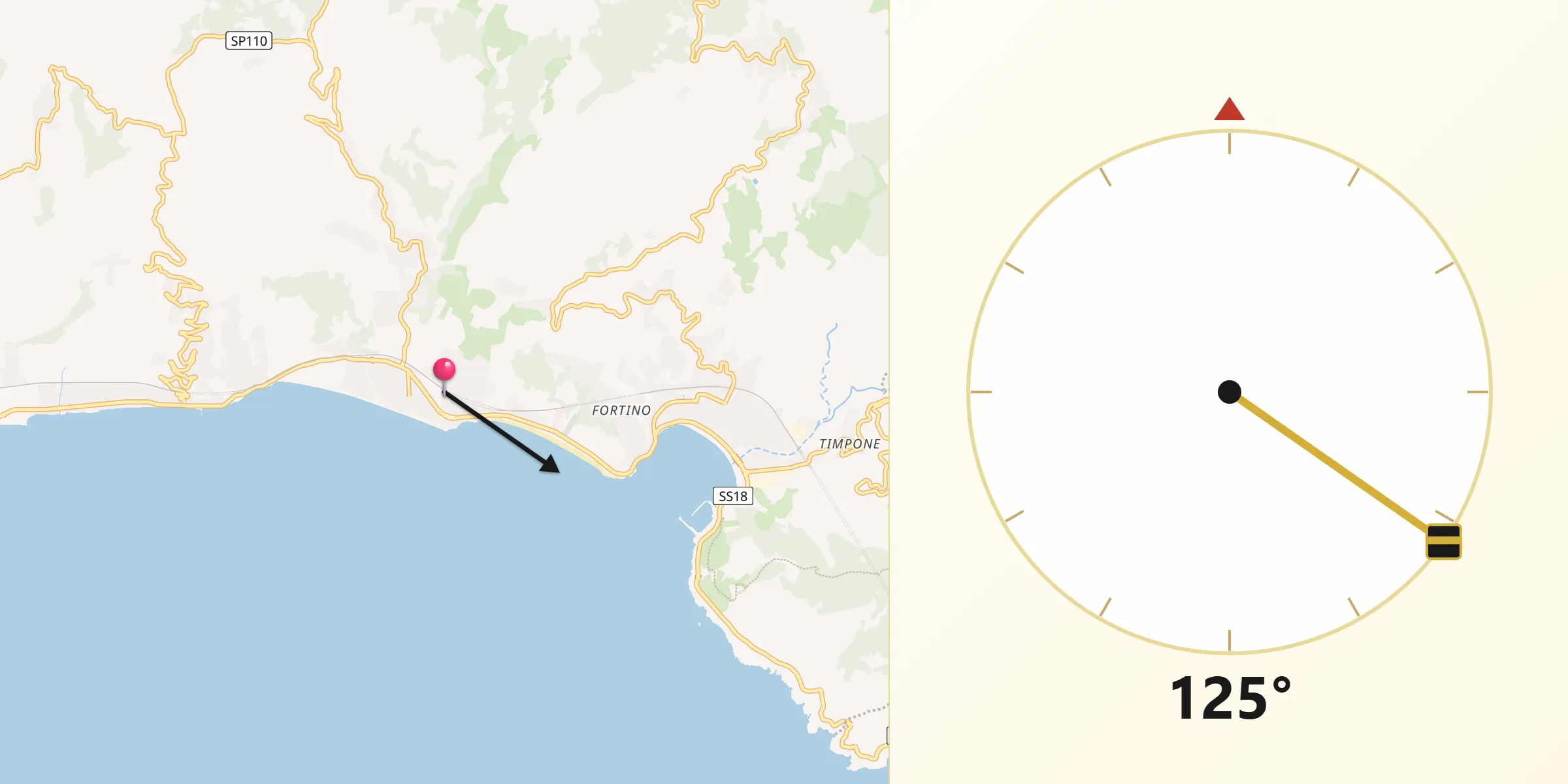 Direzione della Qibla da Villammare