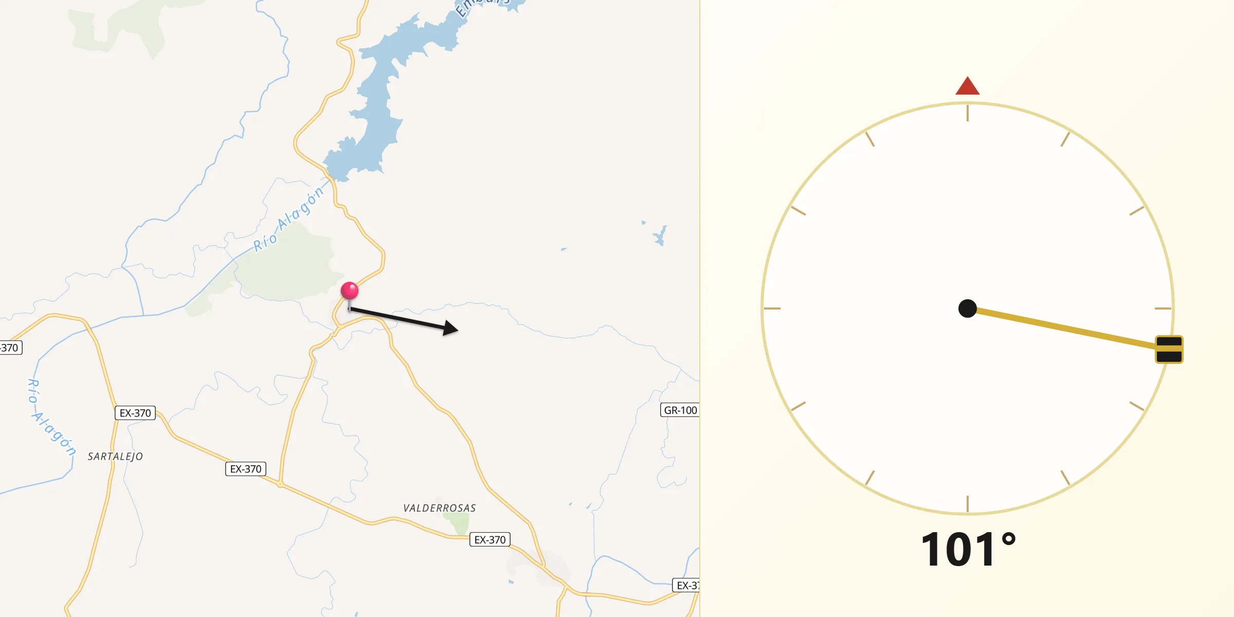 Dirección de la Qibla desde Valdeobispo