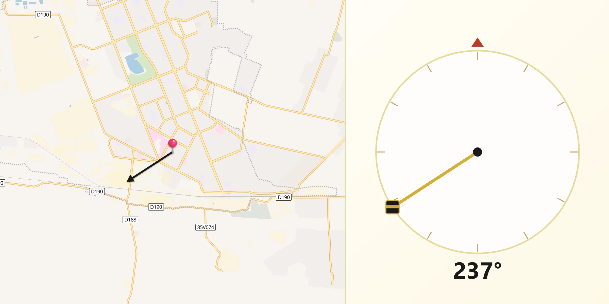 Direction vers la Qibla depuis Navoï