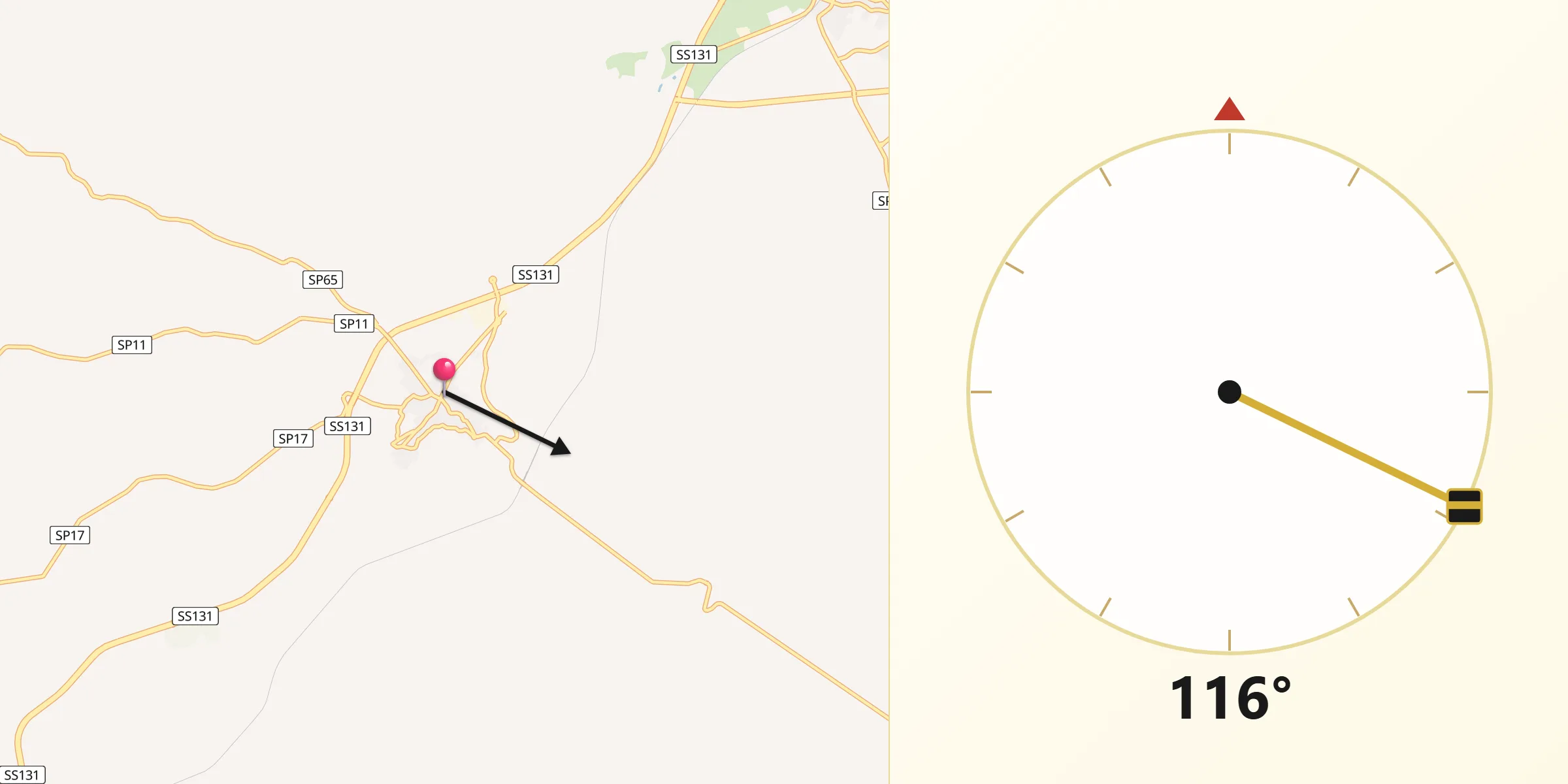 Direzione della Qibla da Paulilatino