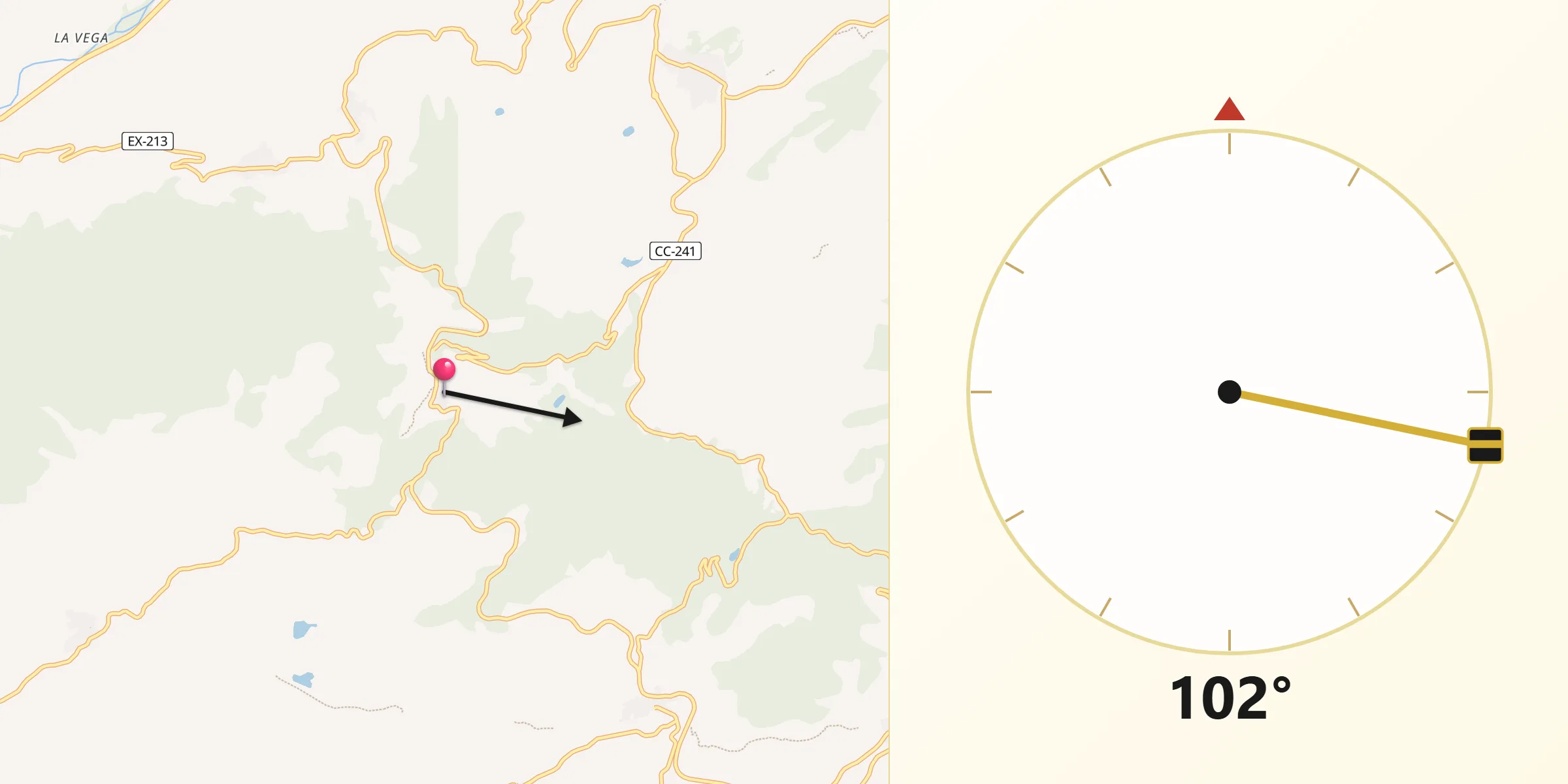 Dirección de la Qibla desde Barrado