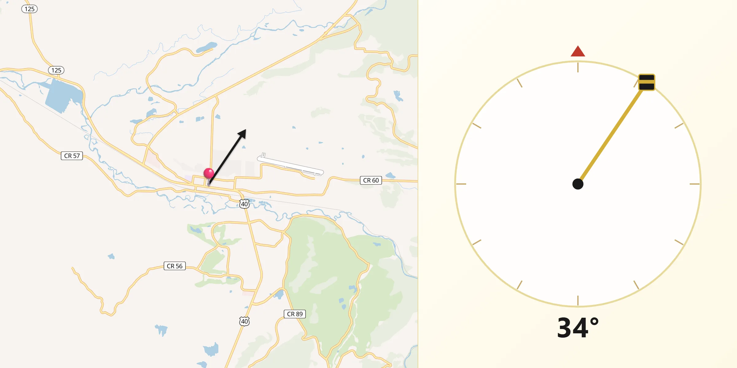 Qibla Direction from Granby
