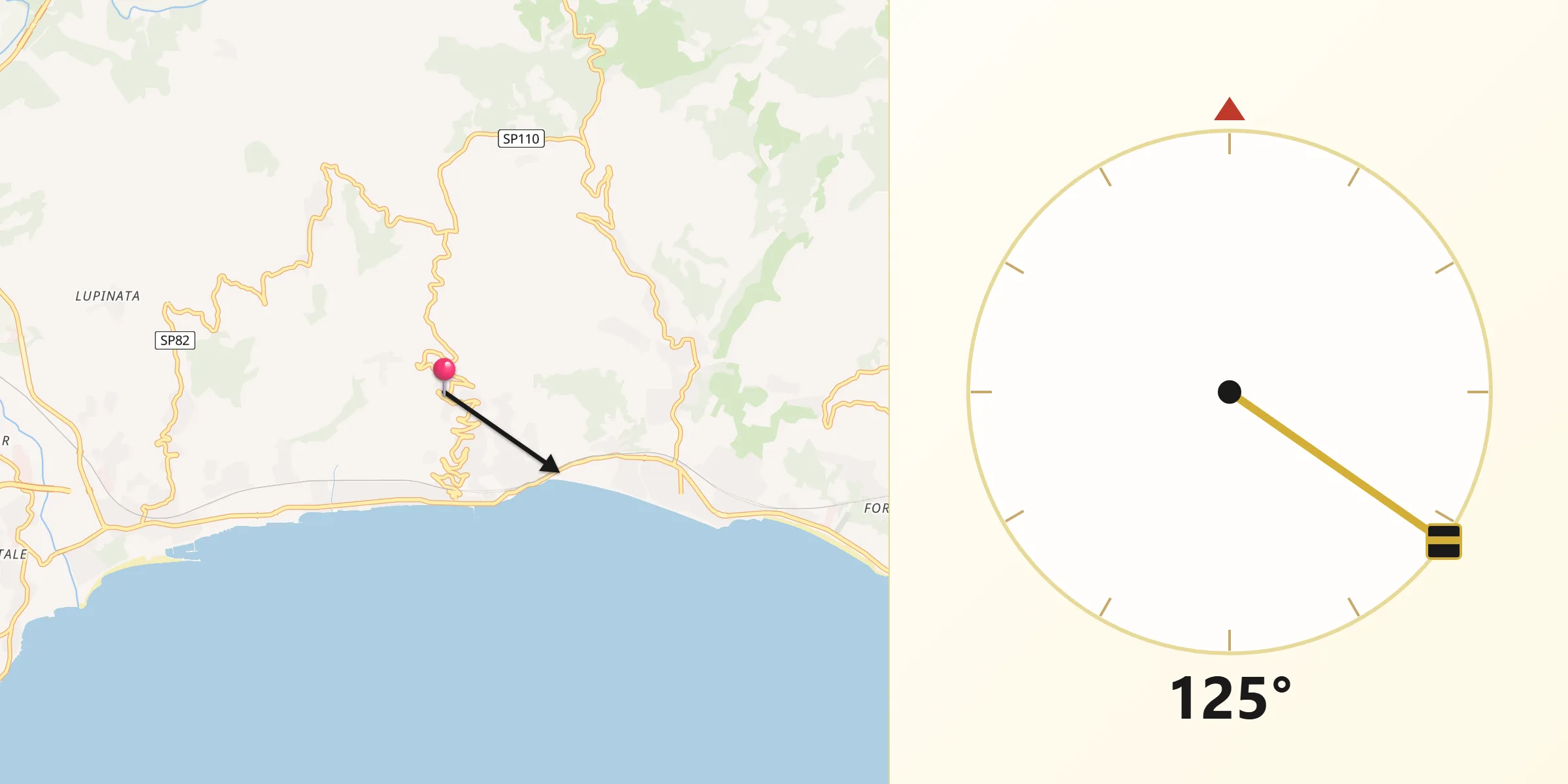 Direzione della Qibla da Ispani