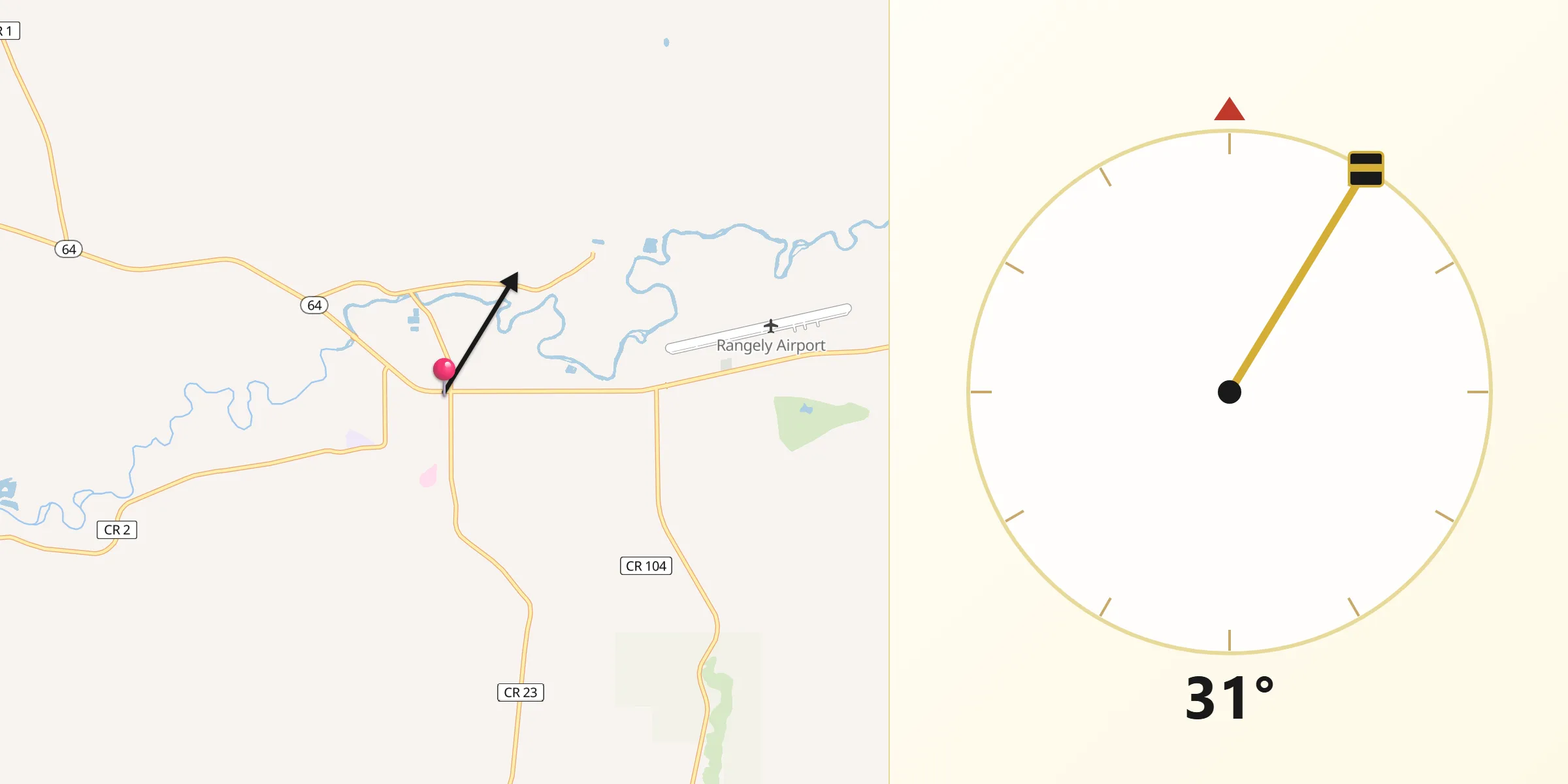Qibla Direction from Rangely
