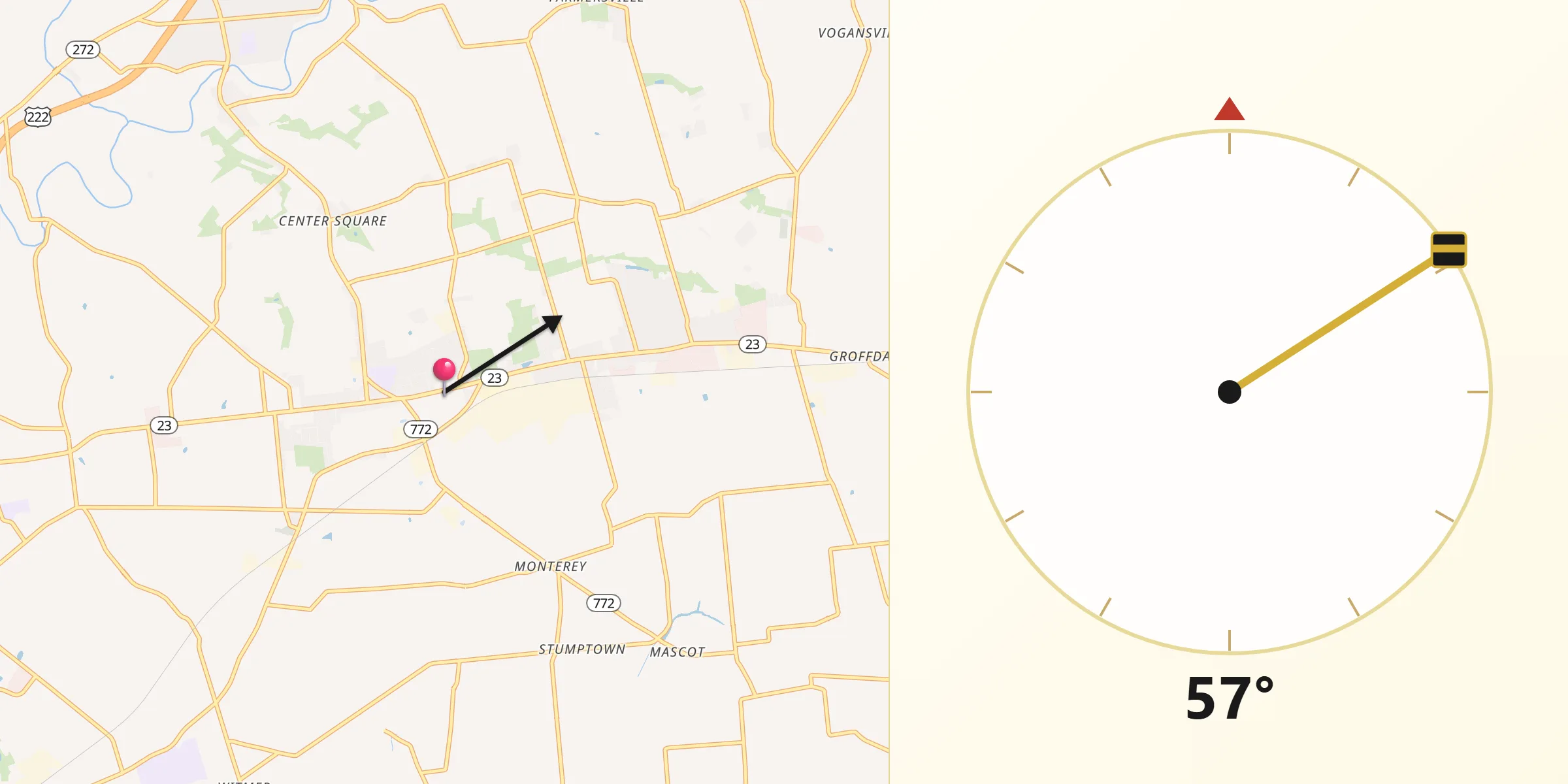 Qibla Direction from Leola