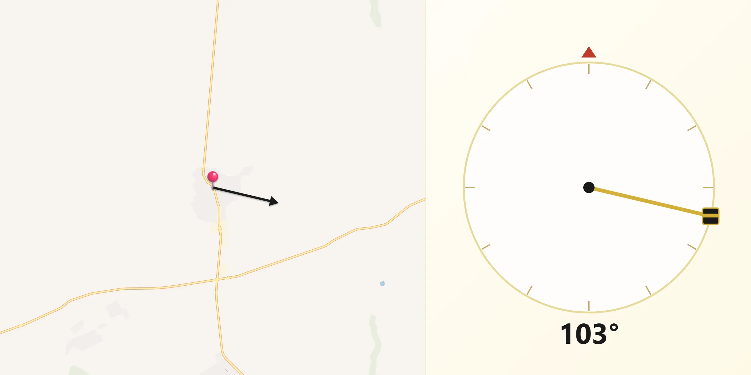 Dirección de la Qibla desde Camarena