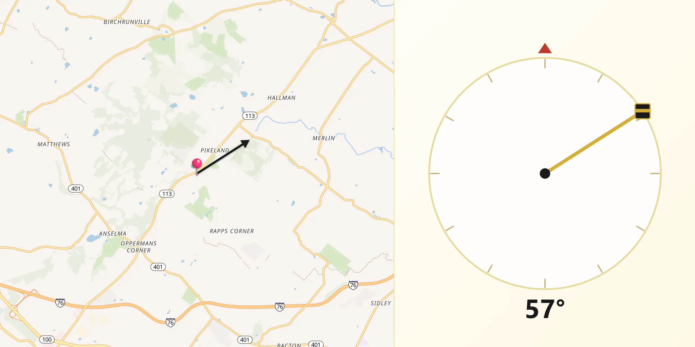 Qibla Direction from Chester Springs