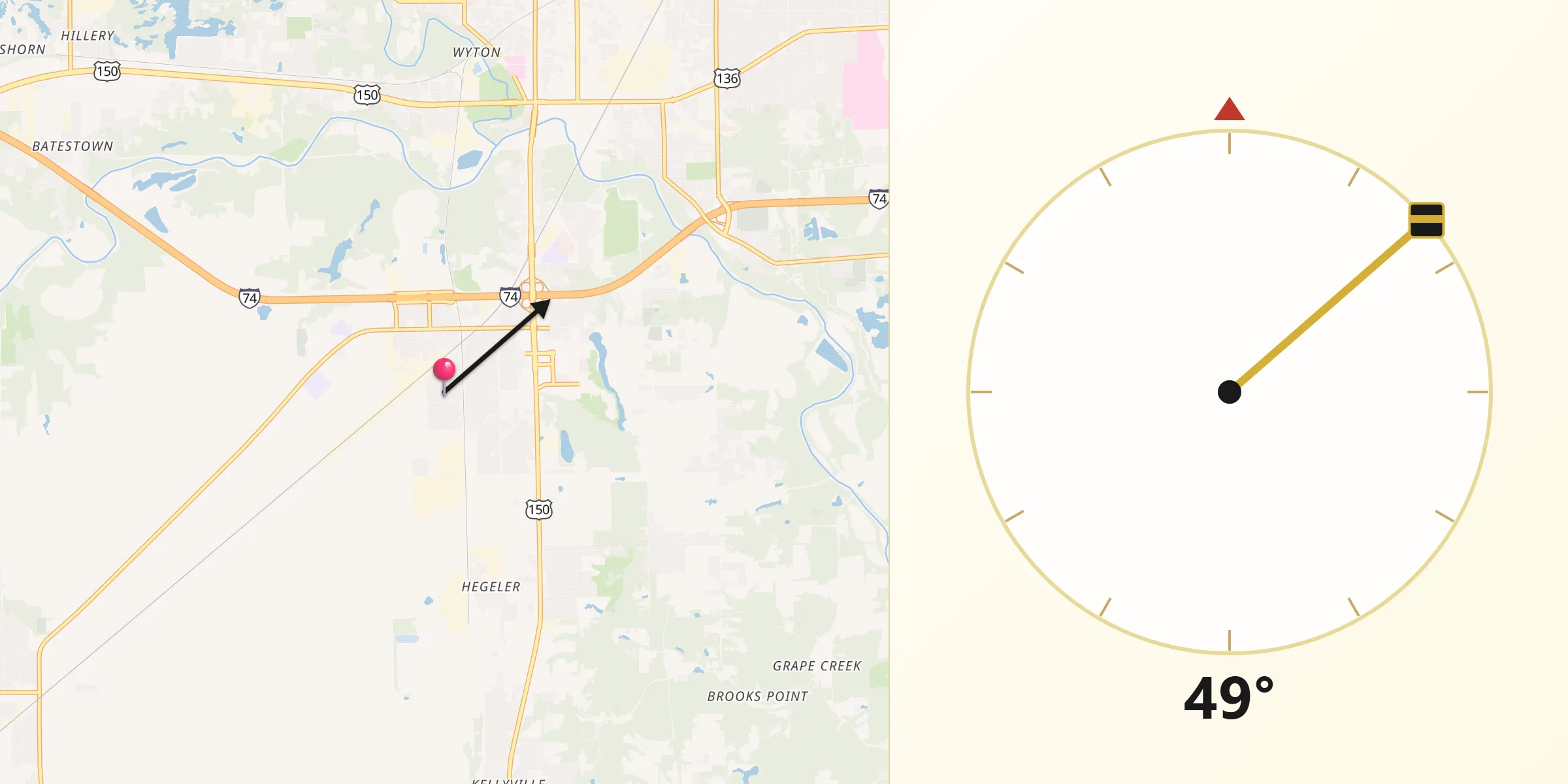 Qibla Direction from Tilton