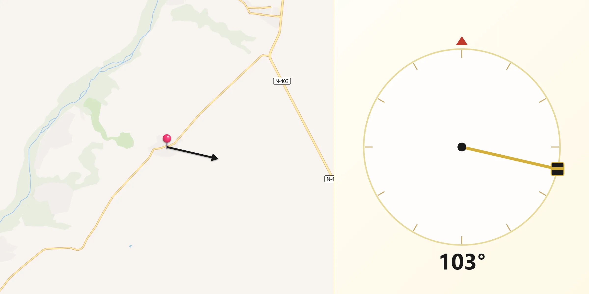 Dirección de la Qibla desde Hormigos