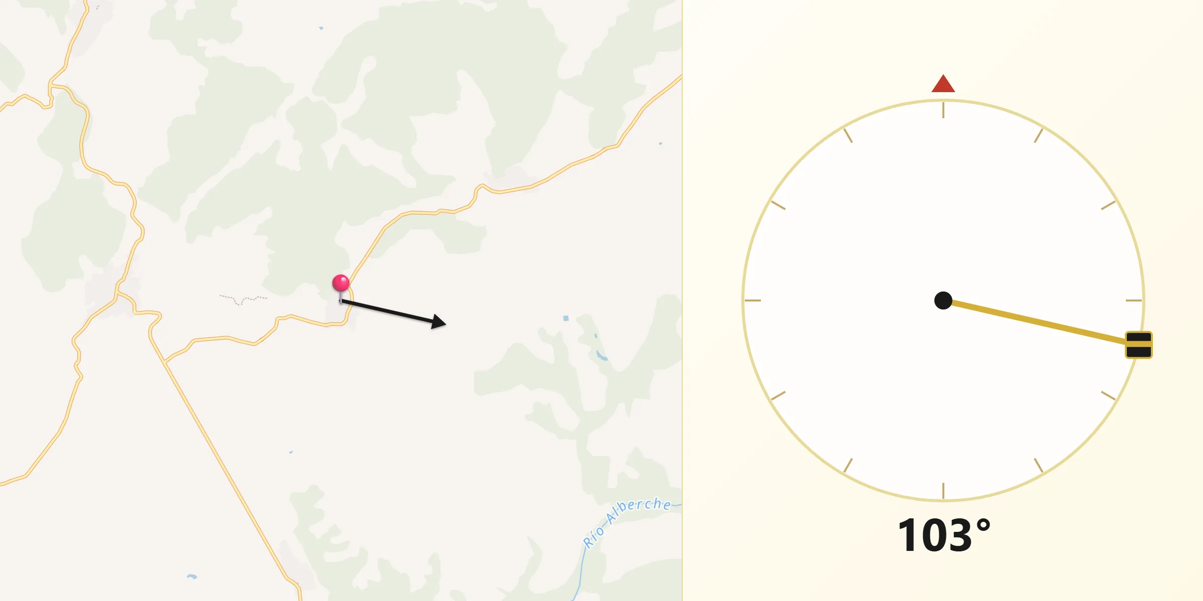 Dirección de la Qibla desde Garciotum
