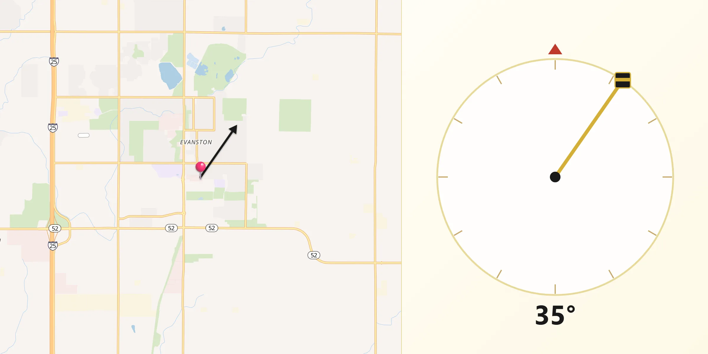 Qibla Direction from Frederick