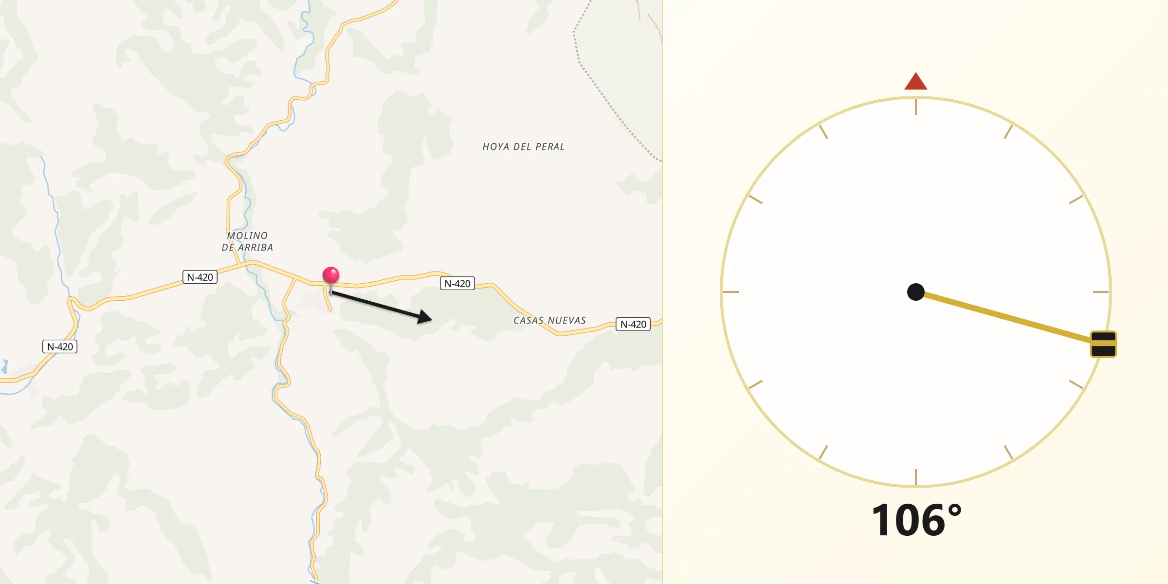 Dirección de la Qibla desde Salvacañete