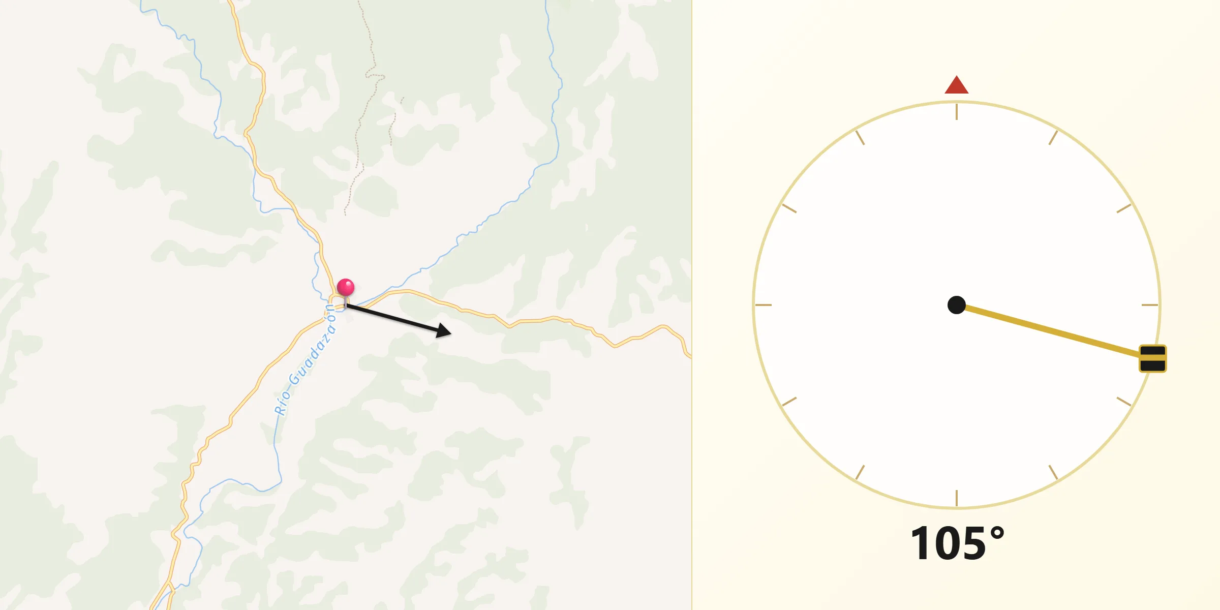 Dirección de la Qibla desde Valdemoro-Sierra