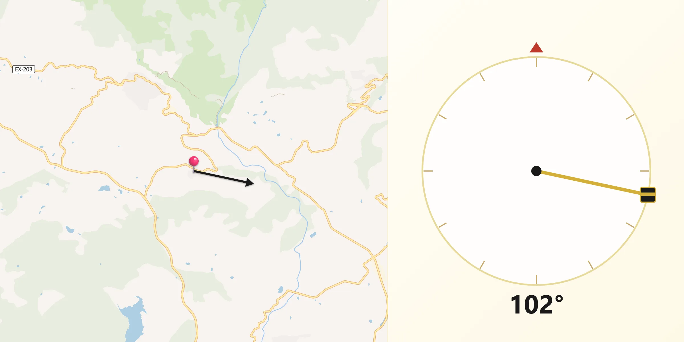 Dirección de la Qibla desde Robledillo de la Vera