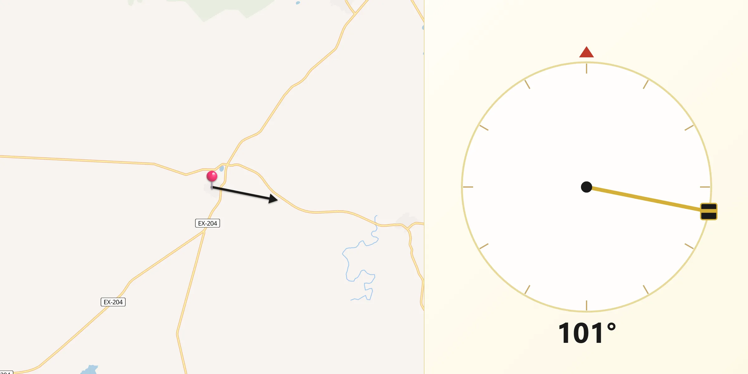 Dirección de la Qibla desde Guijo de Coria